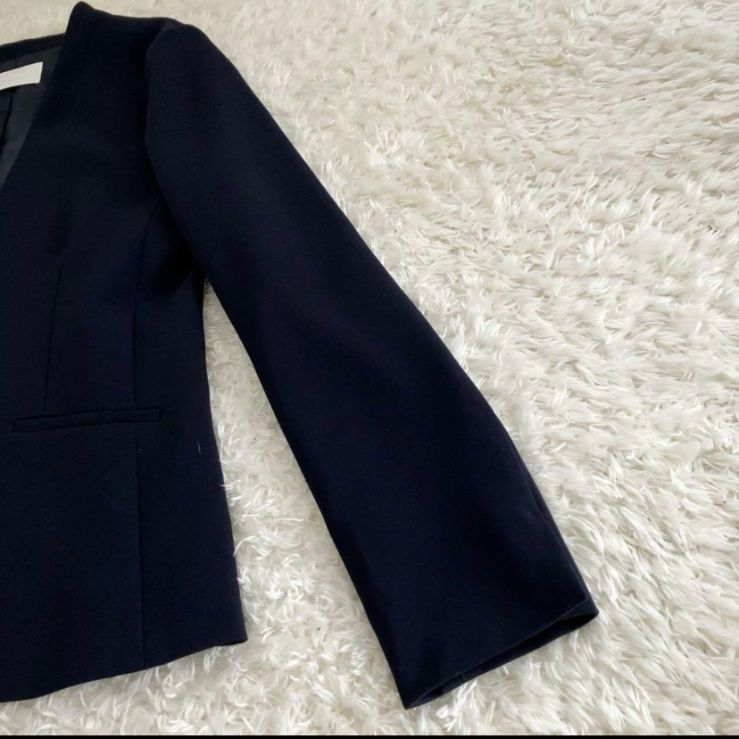 anysis ノーカラー パンツスーツ セットアップ ネイビー - メルカリ