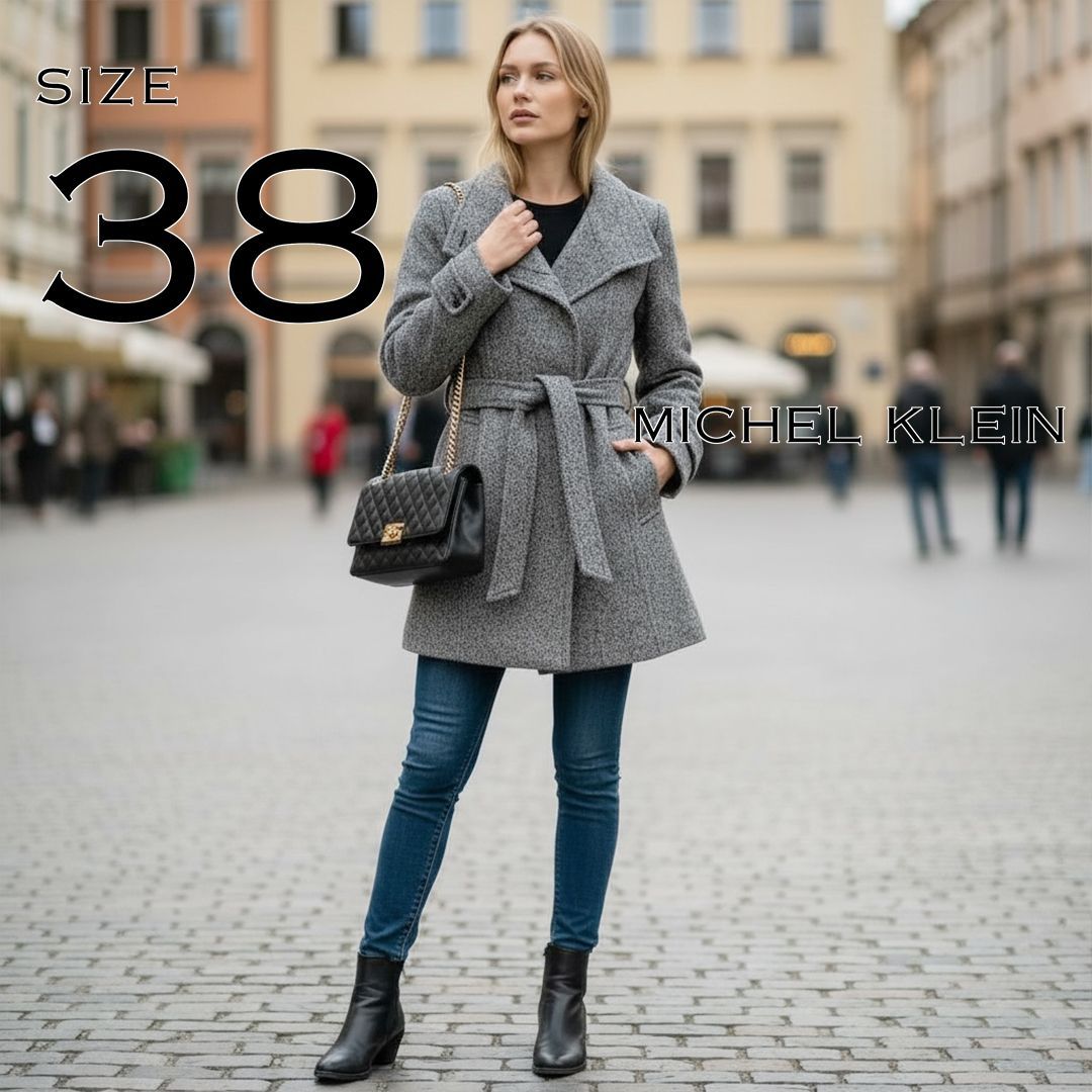 MICHEL KLEIN ミッシェルクラン ウール混ツイードミドル丈コート38(M 
