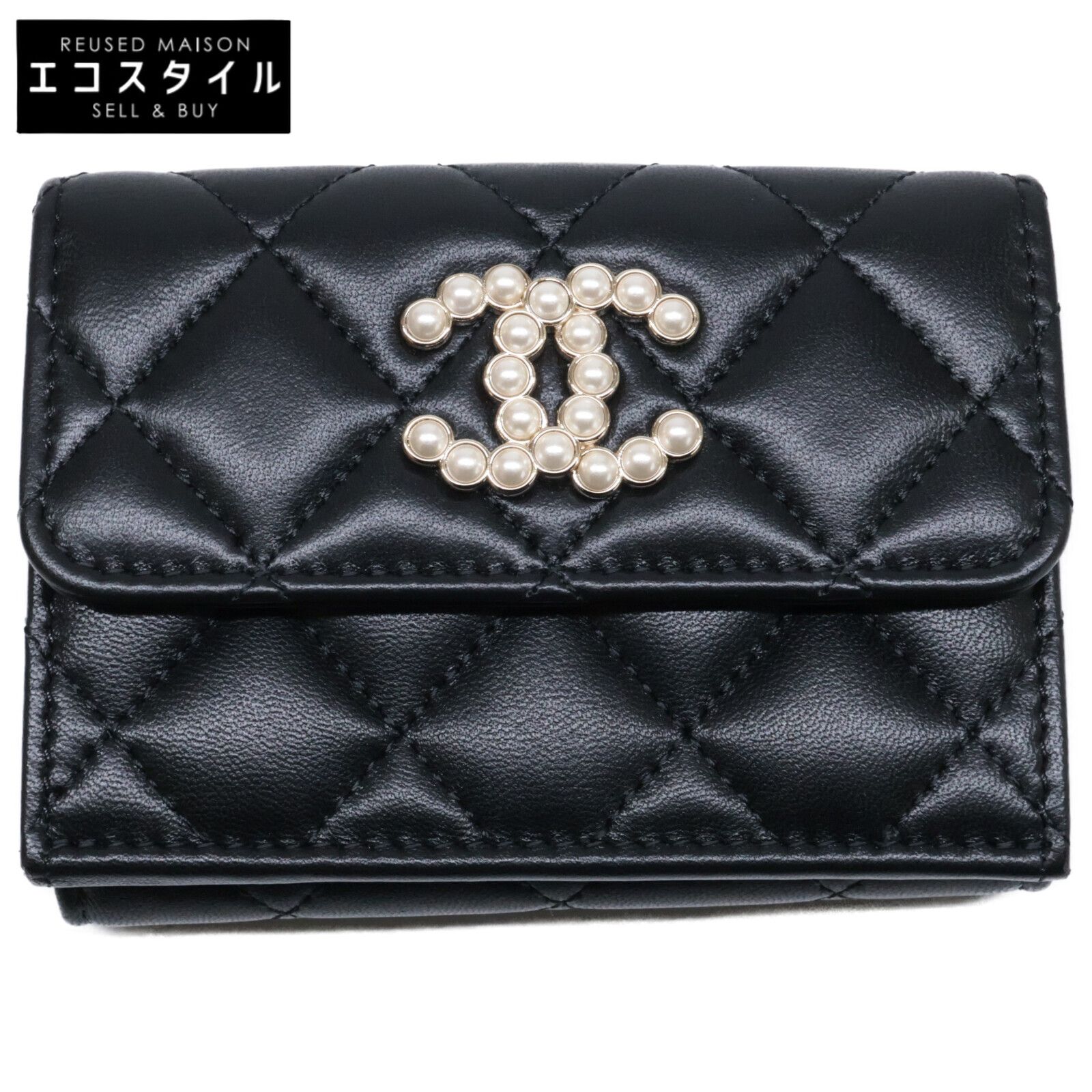CHANEL シャネル 新品同様 AP3808 マトラッセ ラムスキン パールココ