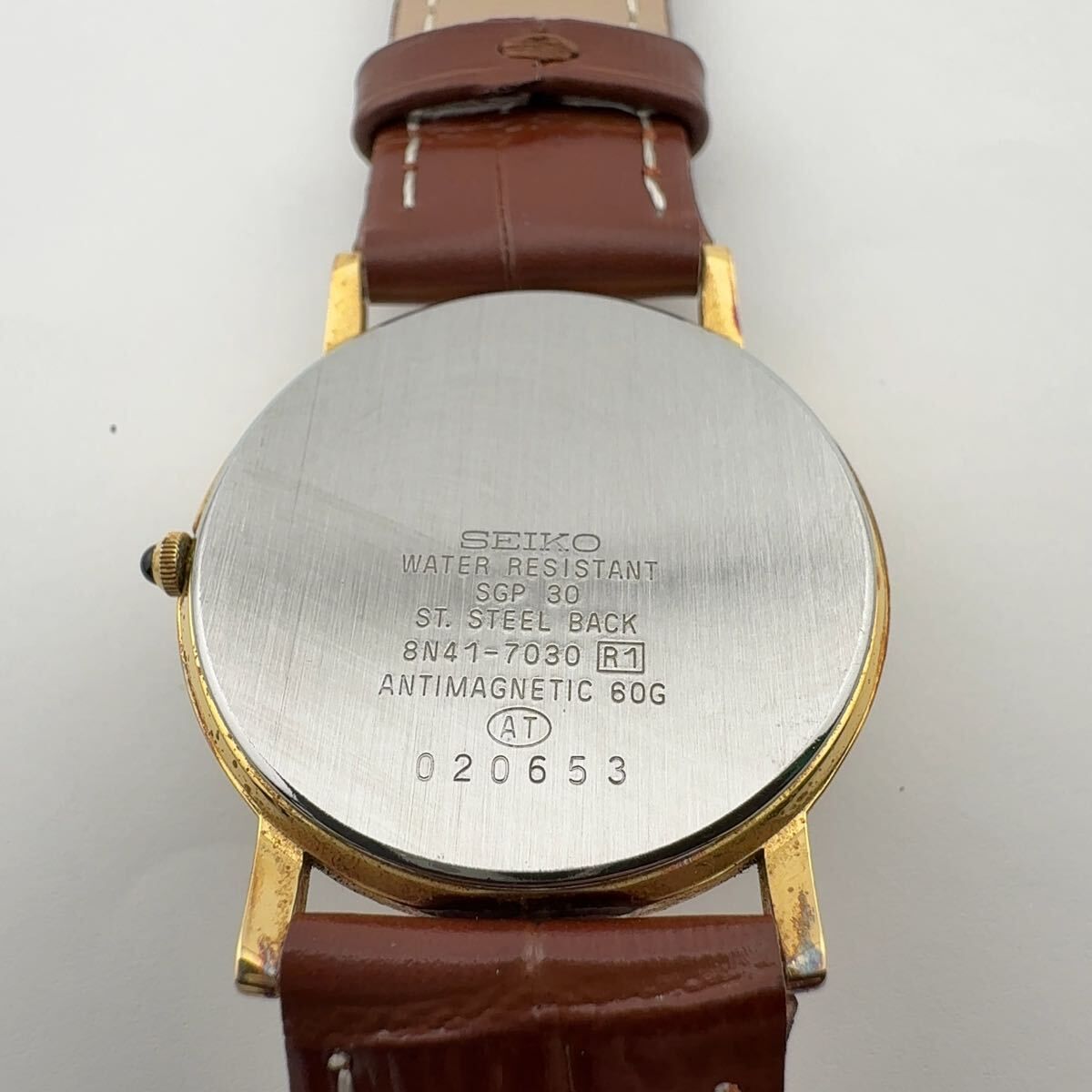 美品]SEIKO DOLCE SGP30 金メッキ腕時計 8N41-703A 不稼動 】SEIKO