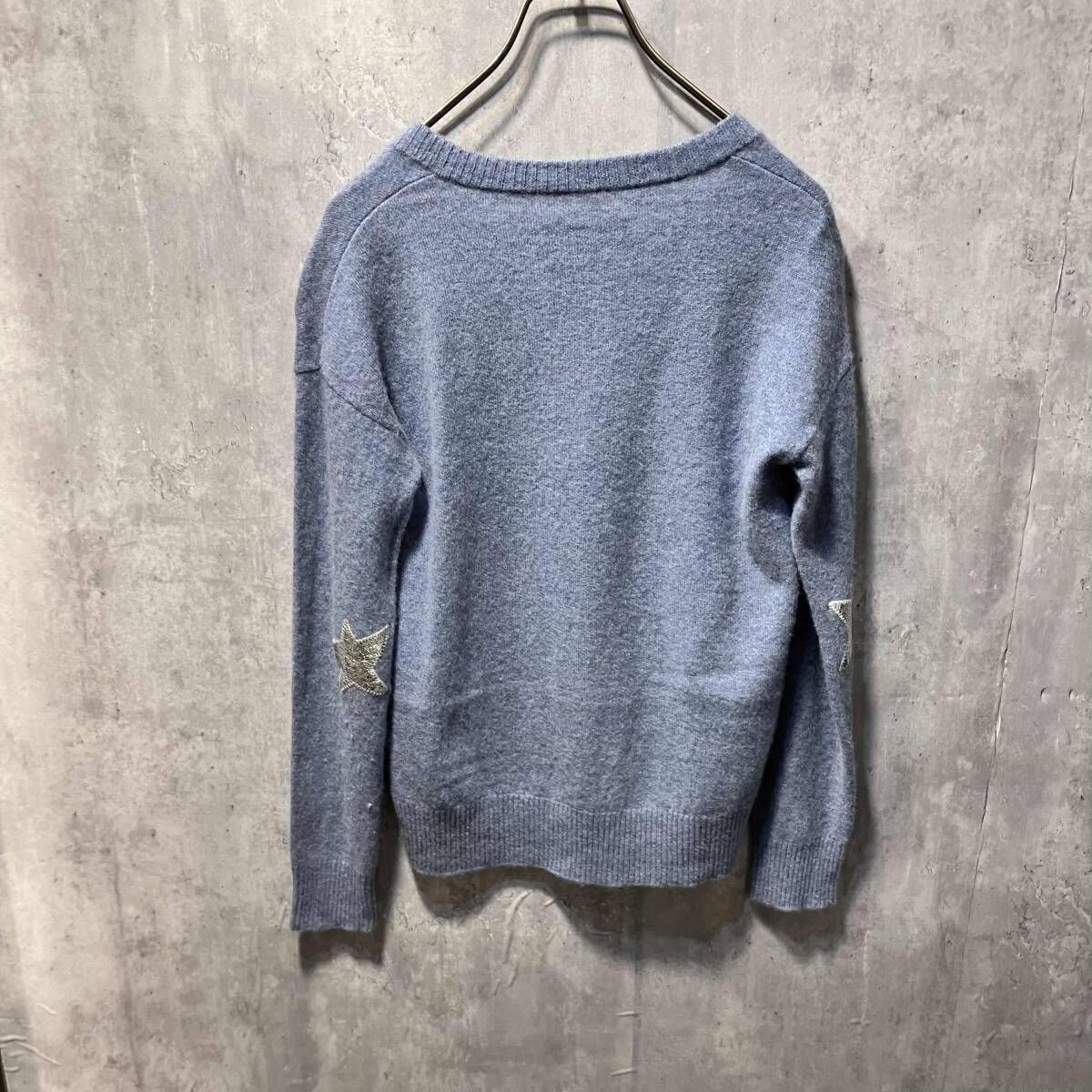 ZADIG VOLTAIRE VIVI C PATCH カシミアニット サイズXS ブルー ザ