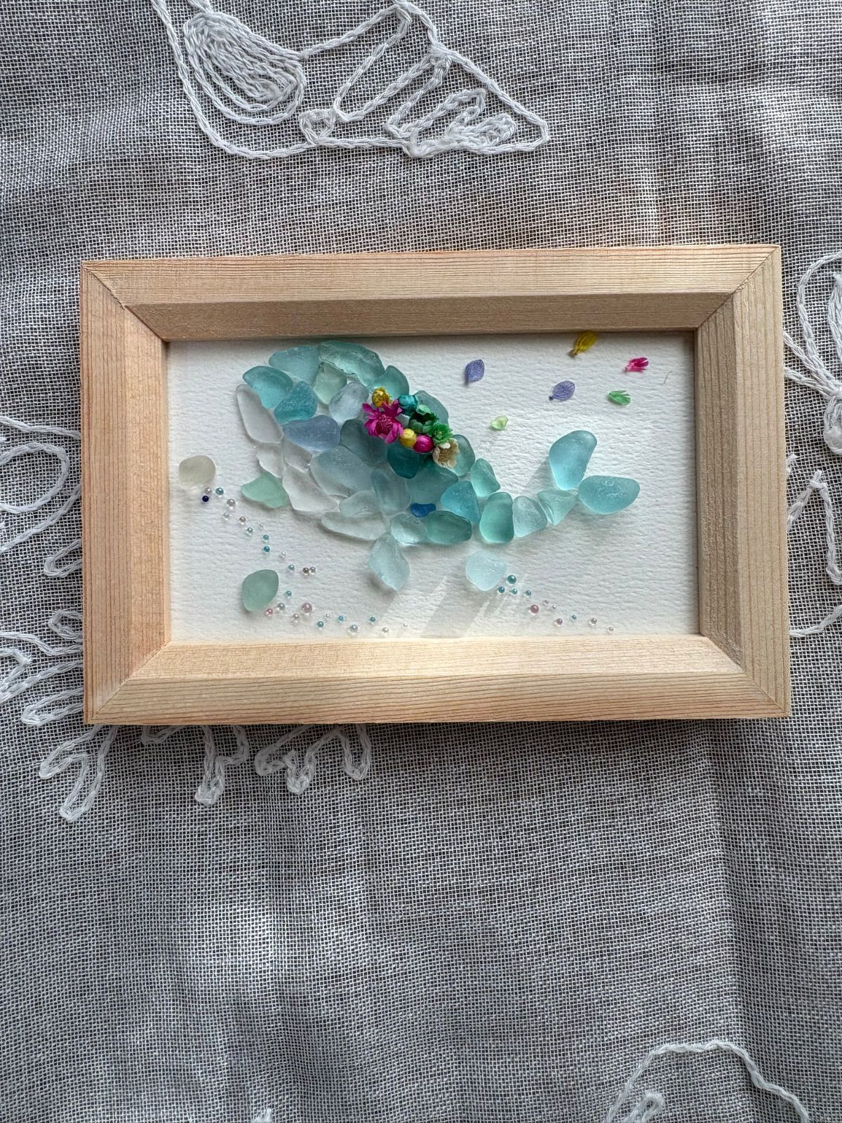 シーグラスアート*ミニフレーム*くじら*海月* - メルカリ