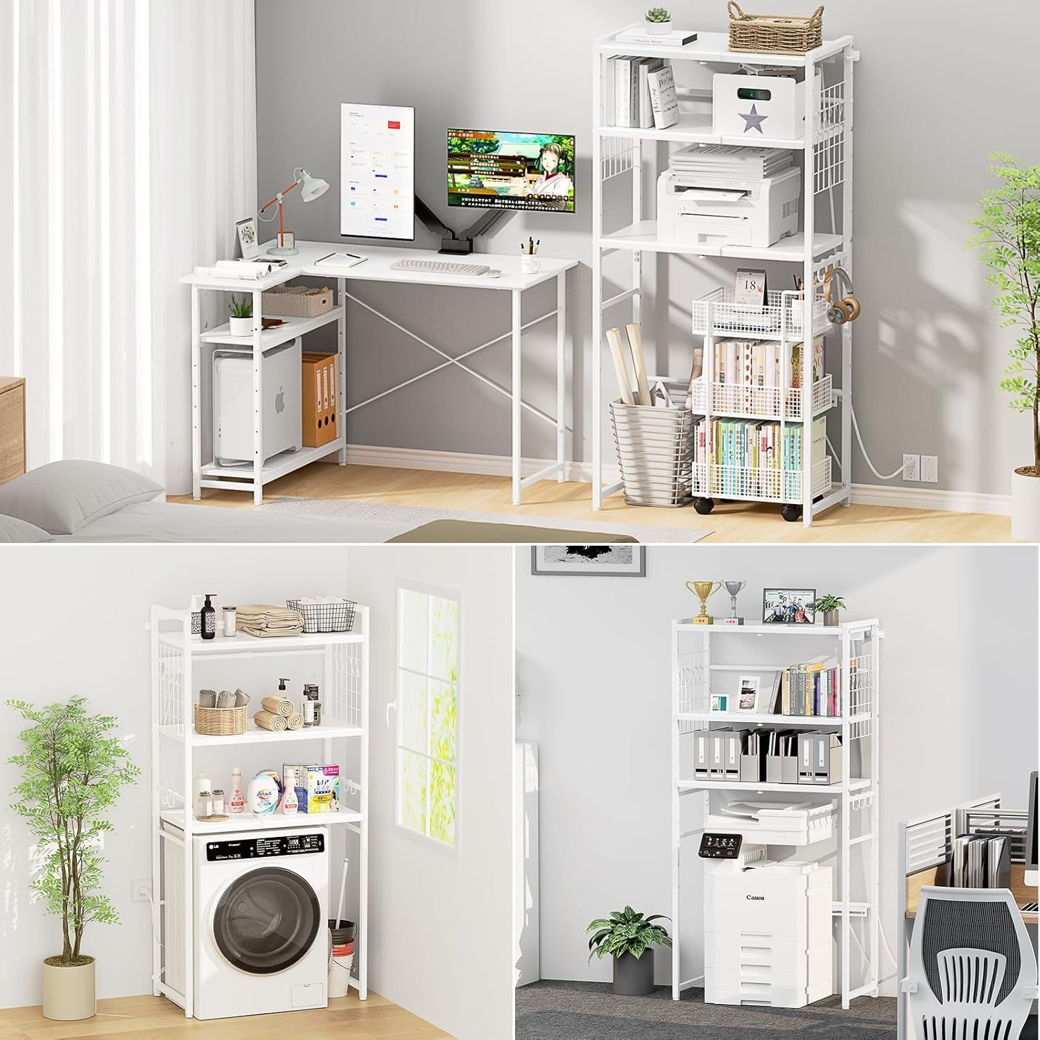 高さ・幅調整可能 省スペース 2口コンセント付き 冷蔵庫上ラック 黒 ゴミ箱上 幅伸縮 2口コンセント 高さ調整 レンジラック ゴミ箱上ラック フック12