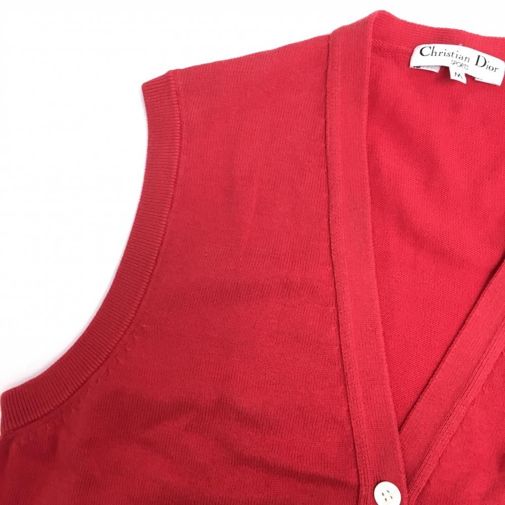 クリスチャンディオールスポーツ ニットベスト レッド フロントボタン