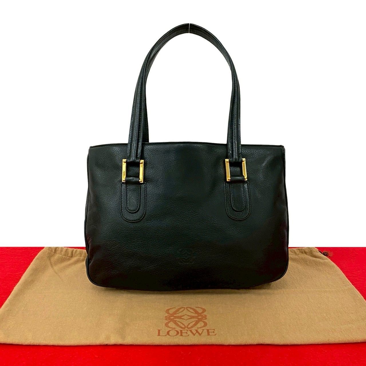 [極美品] LOEWE ヴィンテージハンドバッグ 袋付き　アナグラムロゴ 極 美品 保存袋付き LOEWE ロエベ ヴィンテージ アナグラム ロゴ 刻印