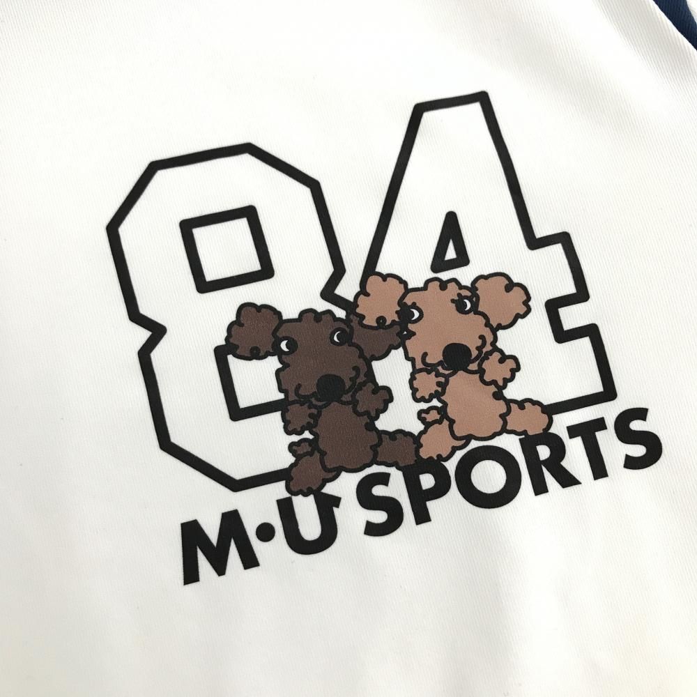 美品】MUスポーツ 長袖ハイネックシャツ 白 ロゴプリント レディース