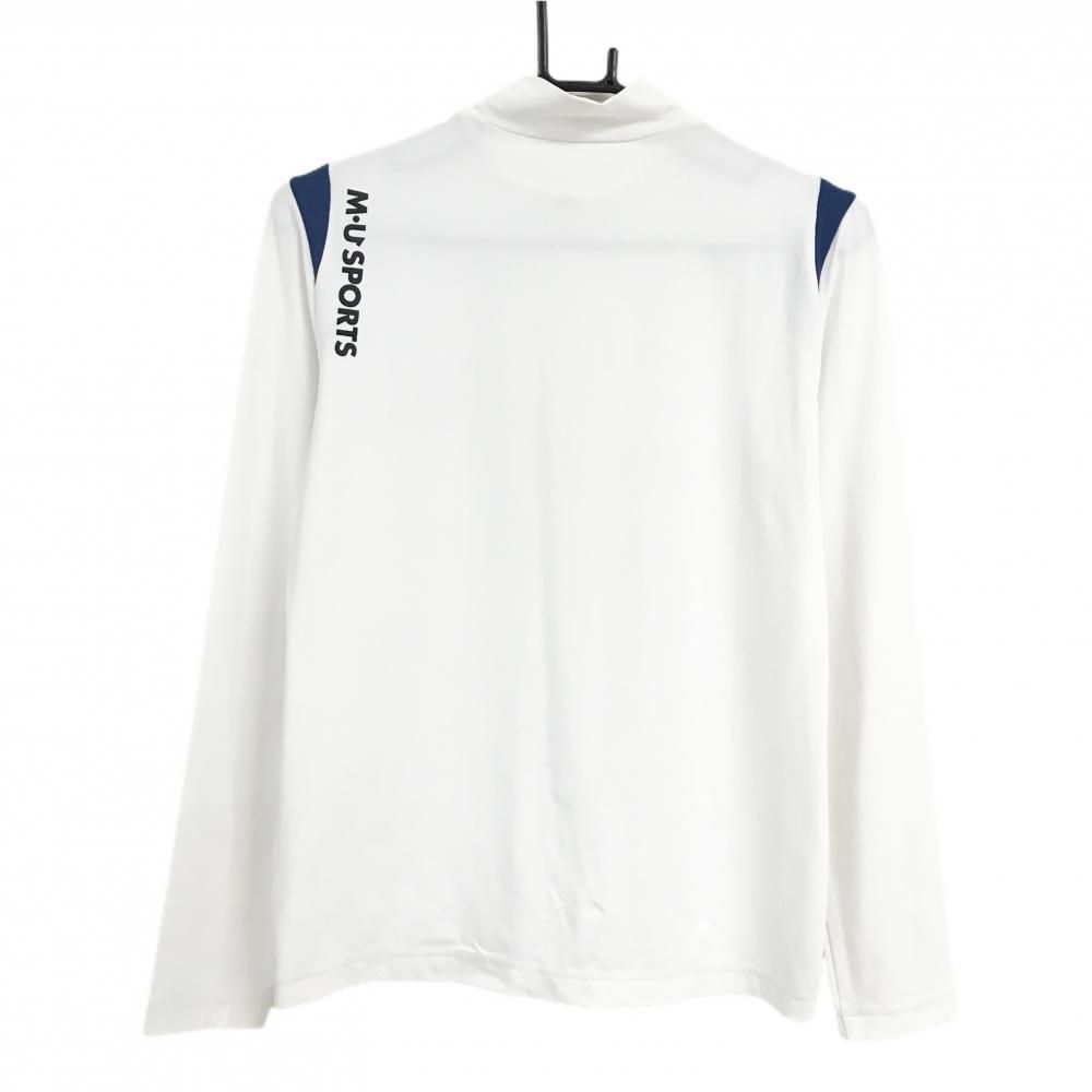 美品】MUスポーツ 長袖ハイネックシャツ 白 ロゴプリント レディース