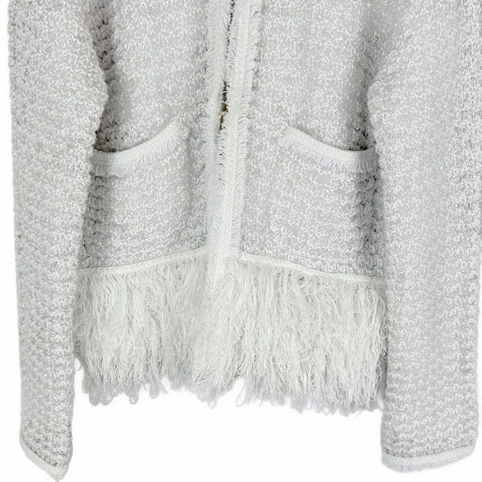 Drawer ドゥロワー ニットジャケット ラメ フリンジ ウール混 ノー