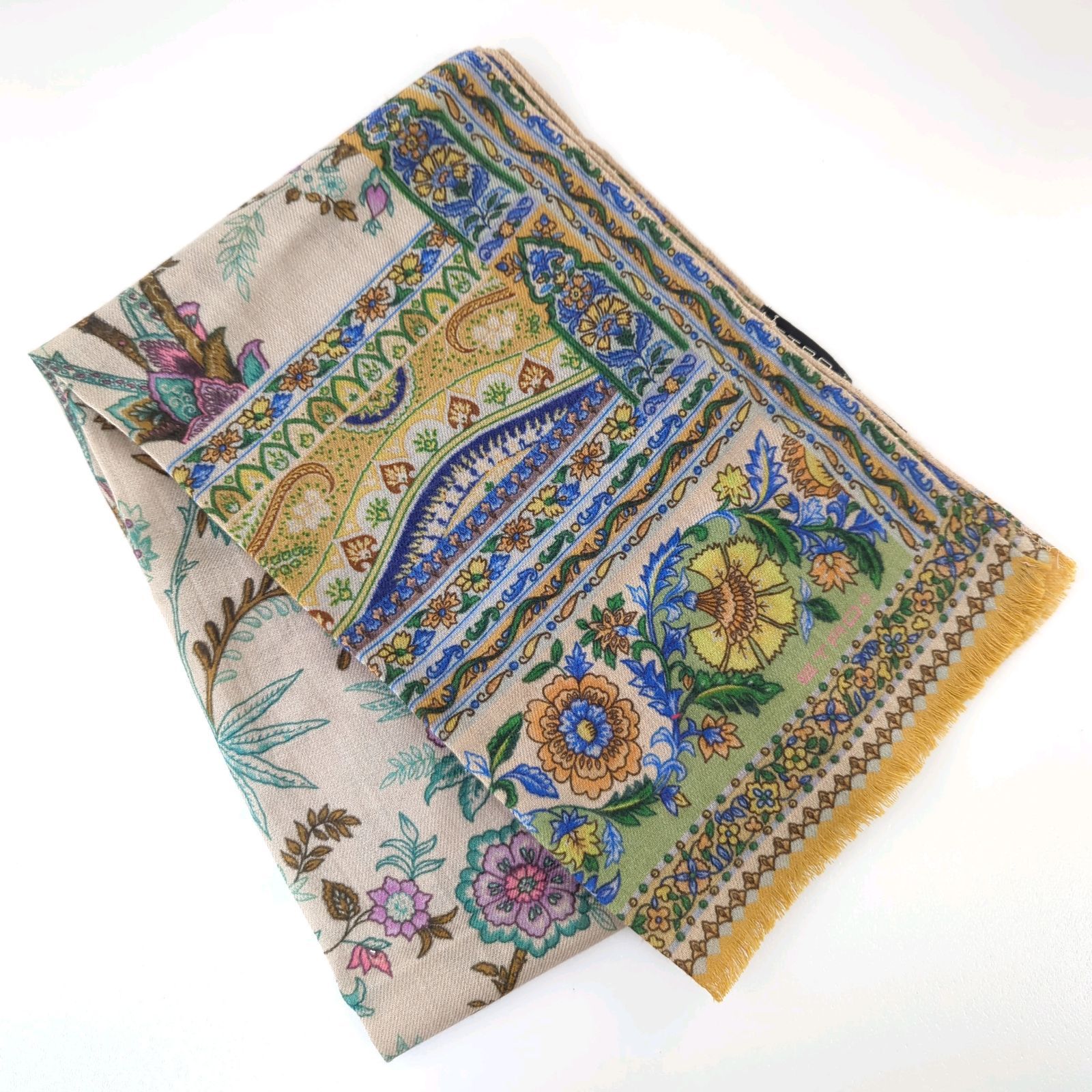 こまETRO ストール ペイズリー 花柄 カシミヤ シルク Z エトロ ETRO ストール ショール ウール シルク ペイズリー 花柄