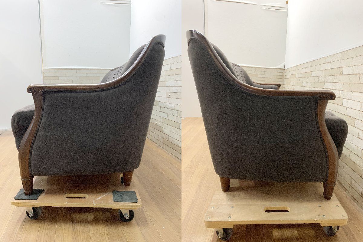  マルニ木工 maruni ベルサイユ 3人掛けソファ トリプルソファ クラシック ロココ調 グレー ファブリック レトロ ヴィンテージ 畑1291 コンパクトリビングソファ 2人掛け 3人掛けソファ ソファ ソファベッド