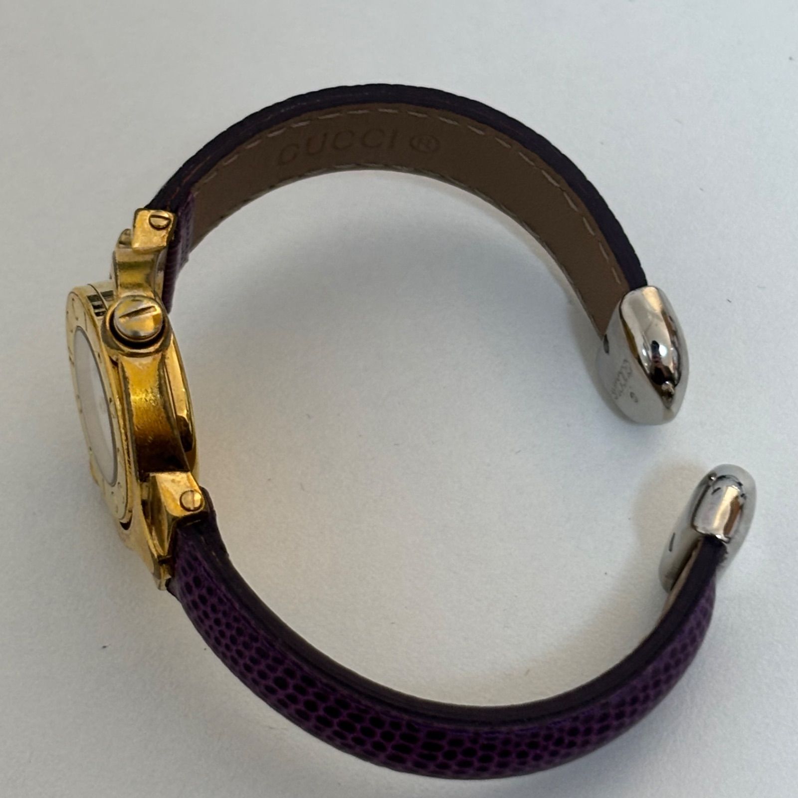 ☆ GUCCI グッチ レディース腕時計 ゴールド×パープル レザーベルト