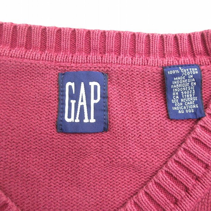 XL/古着 ギャップ GAP 長袖 セーター メンズ 90年代 90s 大きいサイズ コットン Vネック エンジ 25nov29