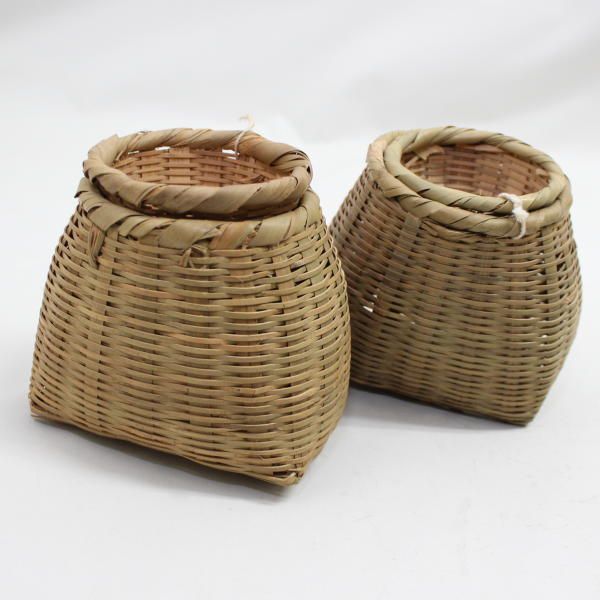 2個セット 竹ビク ミニ 竹魚籠 レトロ アンティーク 竹かご ena1046