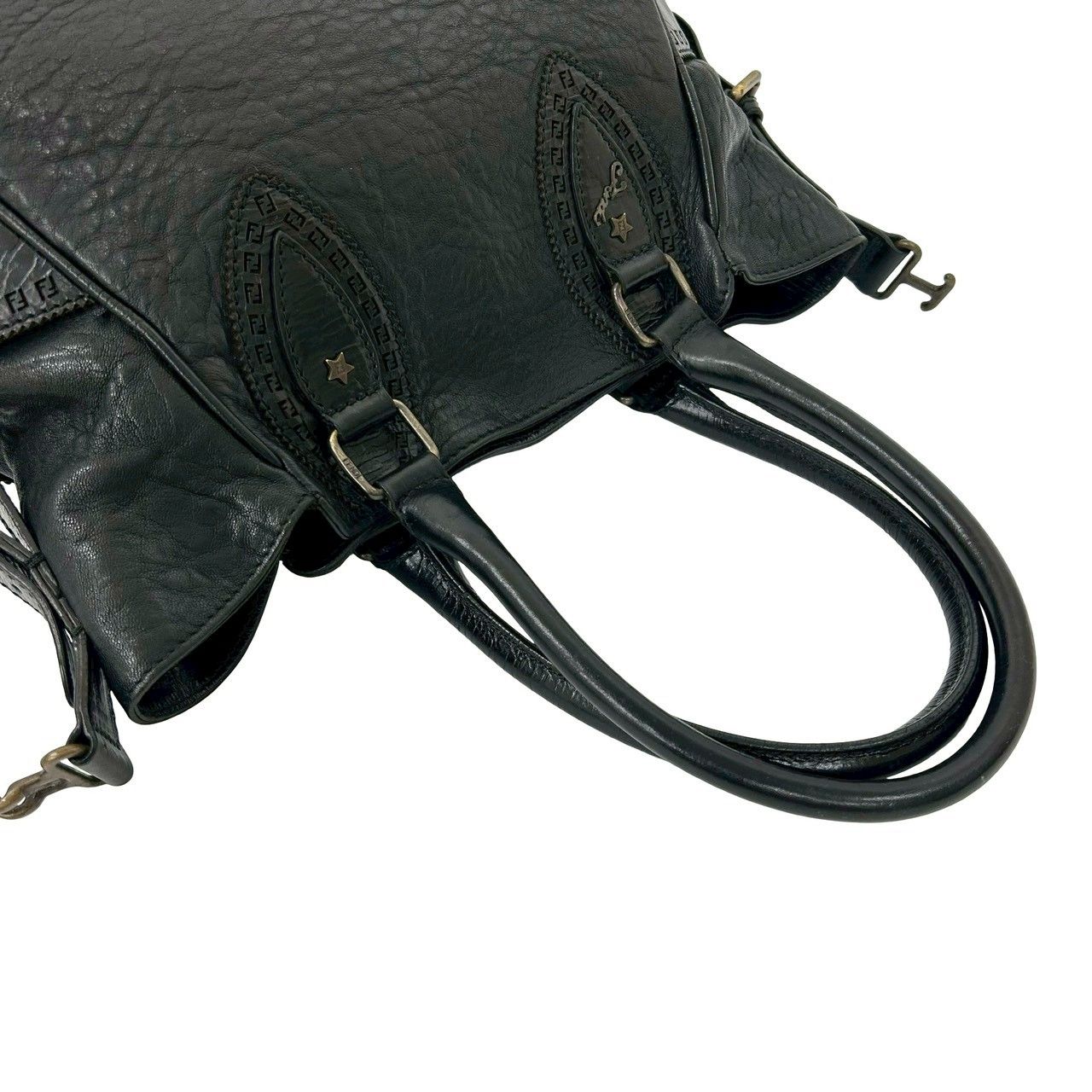 極 美品 希少品 FENDI フェンディ ズッカ FF ロゴ モチーフ 金具