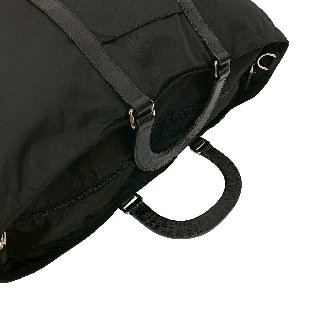 極 美品 PRADA プラダ 三角ロゴ プレート 金具 ナイロン サフィアーノ