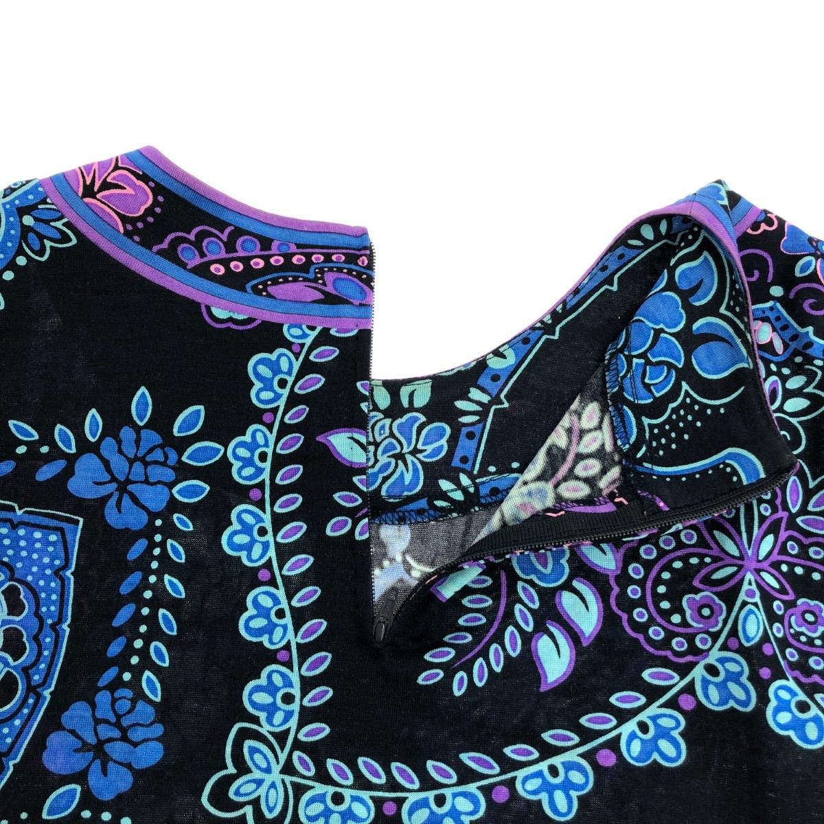 LEONARD レオナール 長袖ブラウス サイズ:L 花柄/シルク40％ ネイビー