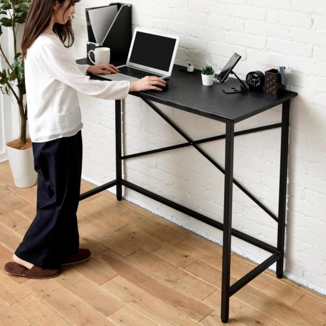 山善] デスク (スタンディングデスク) 耐荷重60kg 2口コンセント