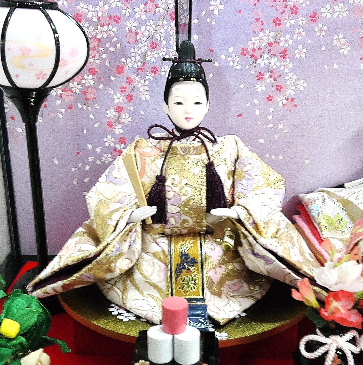 M 宅140 0691 雛人形 親王飾り 小三五 芥子 二人 アクリルケース入り ライト付き オルゴール付き 大外段ボール上下なし 段ボールあり ♥品