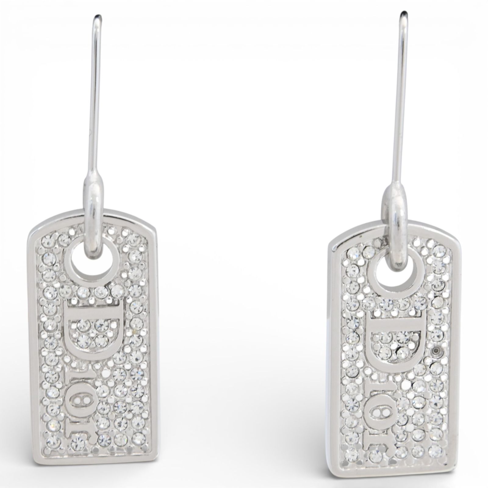 ディオール ピアス Diorロゴ プレート ラインストーン Aランク