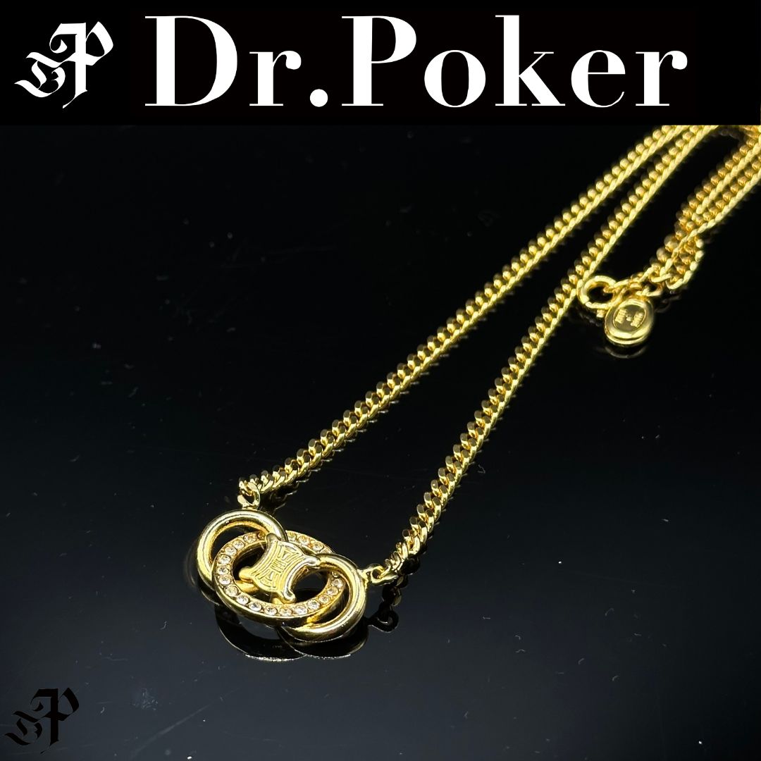 美品】Celine トリオンフ ラインストーン ネックレス ゴールド - メルカリ