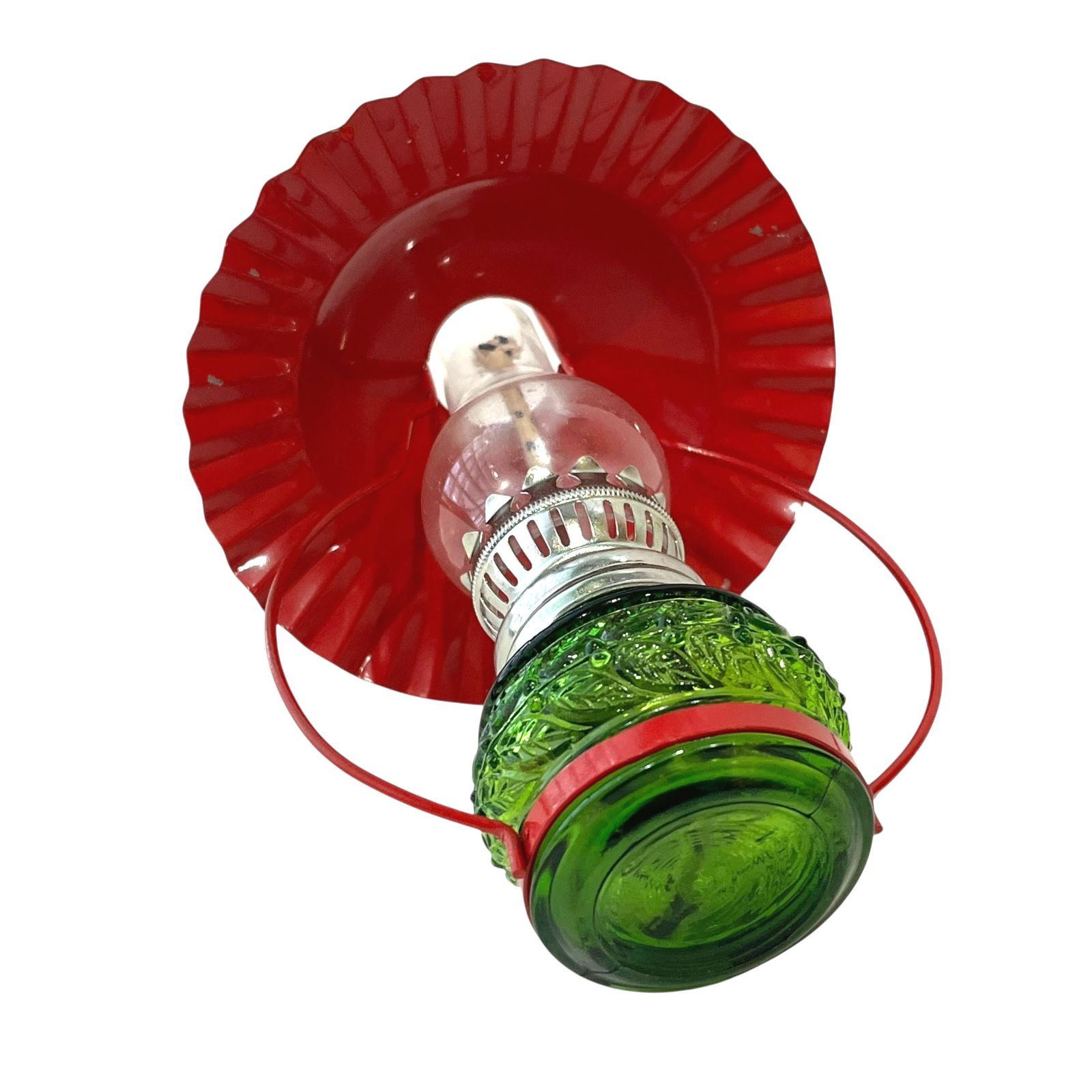 中古○アンティーク○オイルランプ オイルランタン 石油 ガラス製 緑