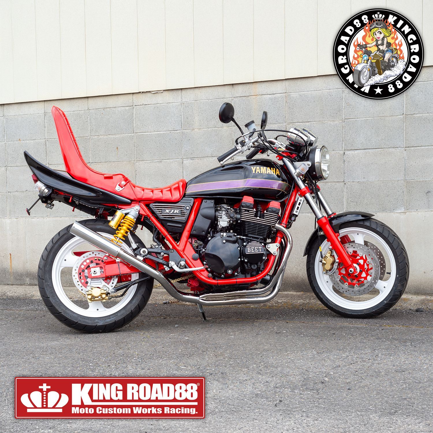 ヤマハ XJR400 前期 4HM KingRoad88 三段シート エナメル レッド 3段