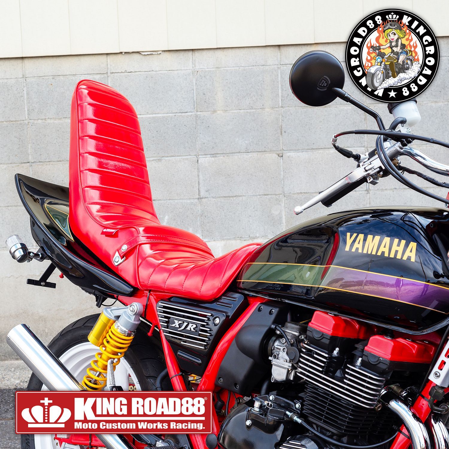 ヤマハ XJR400 前期 4HM KingRoad88 三段シート エナメル レッド 3段