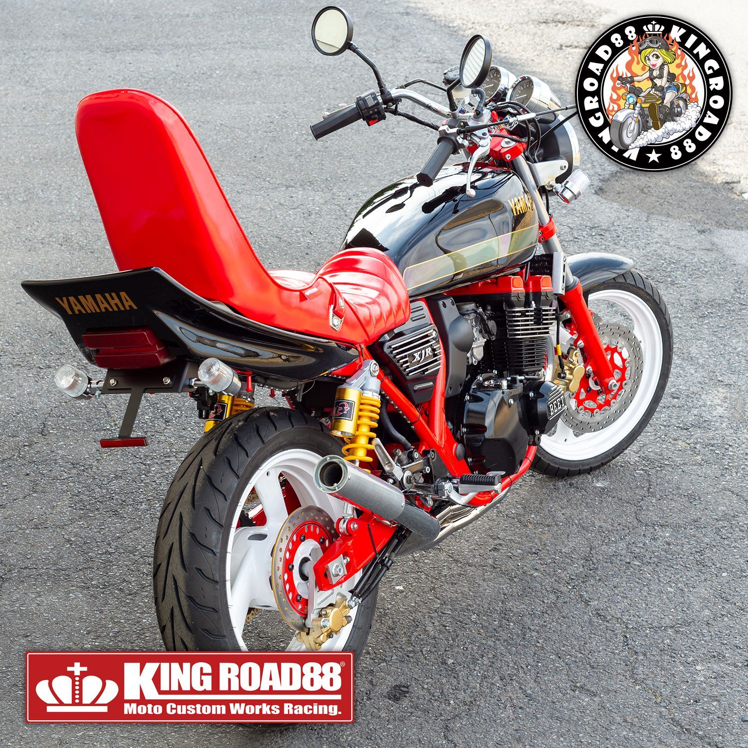 ヤマハ XJR400 前期 4HM KingRoad88 三段シート エナメル レッド 3段