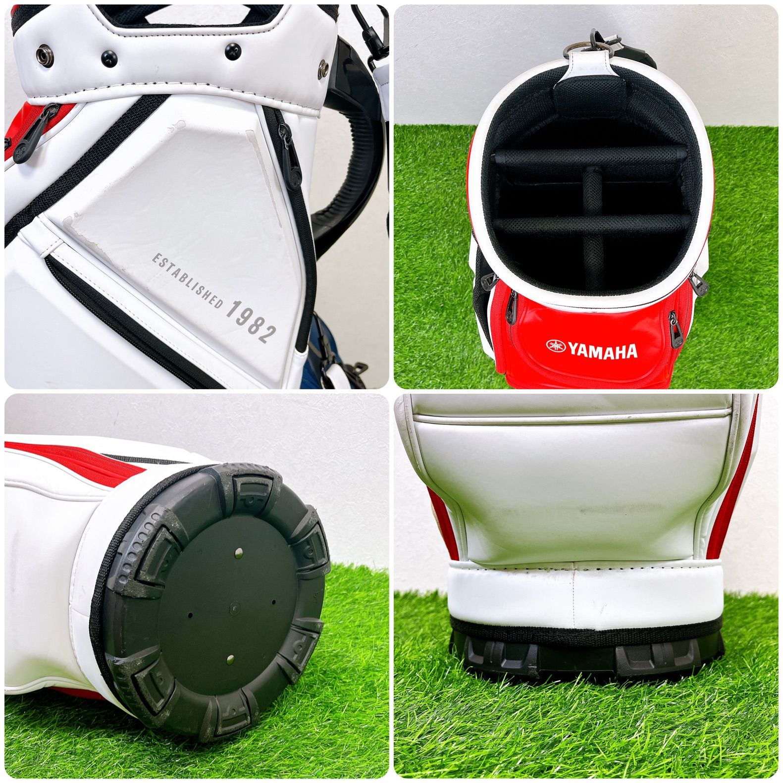 YAMAHA ヤマハ キャディバッグ 白×赤 フードカバー付 ツアー系デザイン