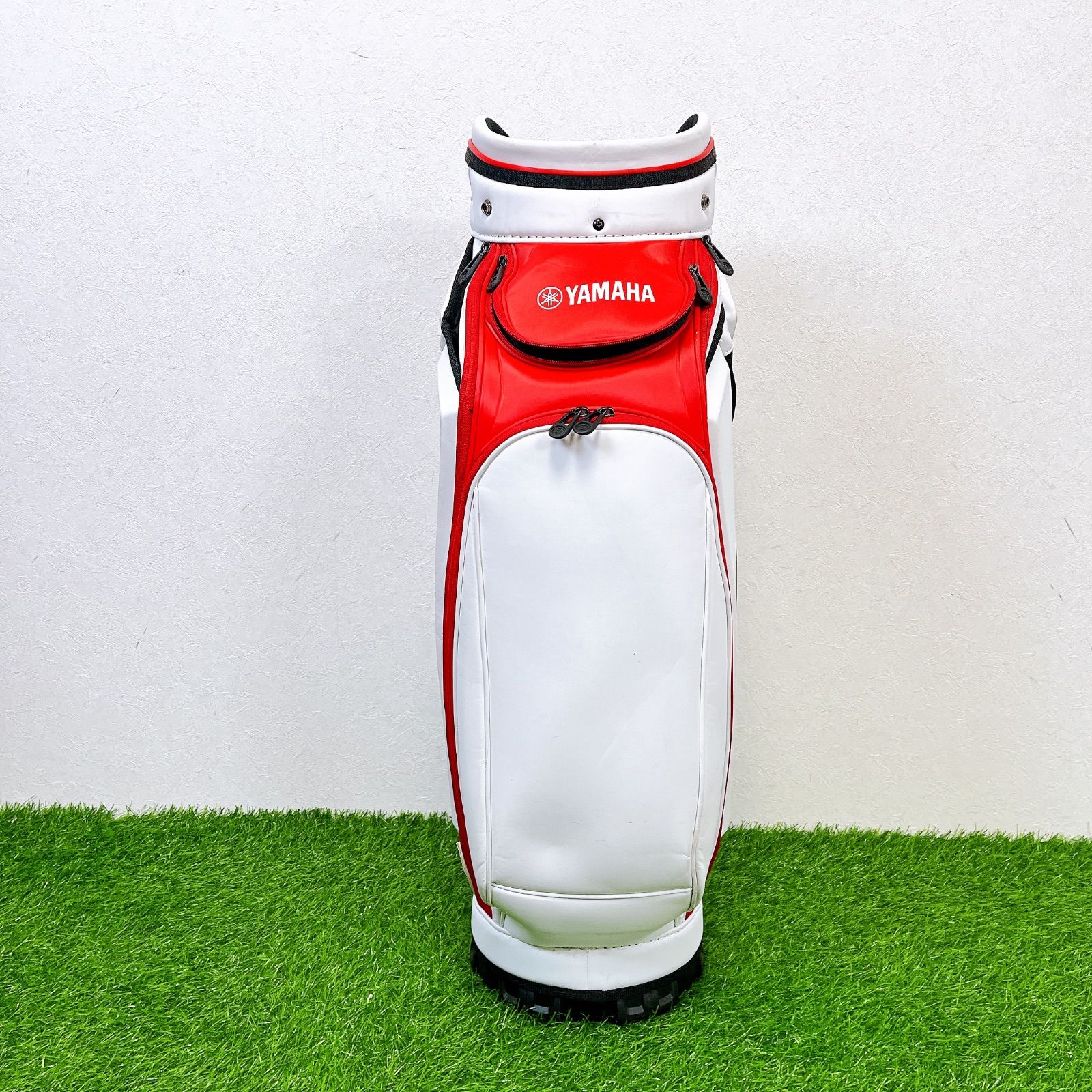 YAMAHA ヤマハ キャディバッグ 白×赤 フードカバー付 ツアー系デザイン