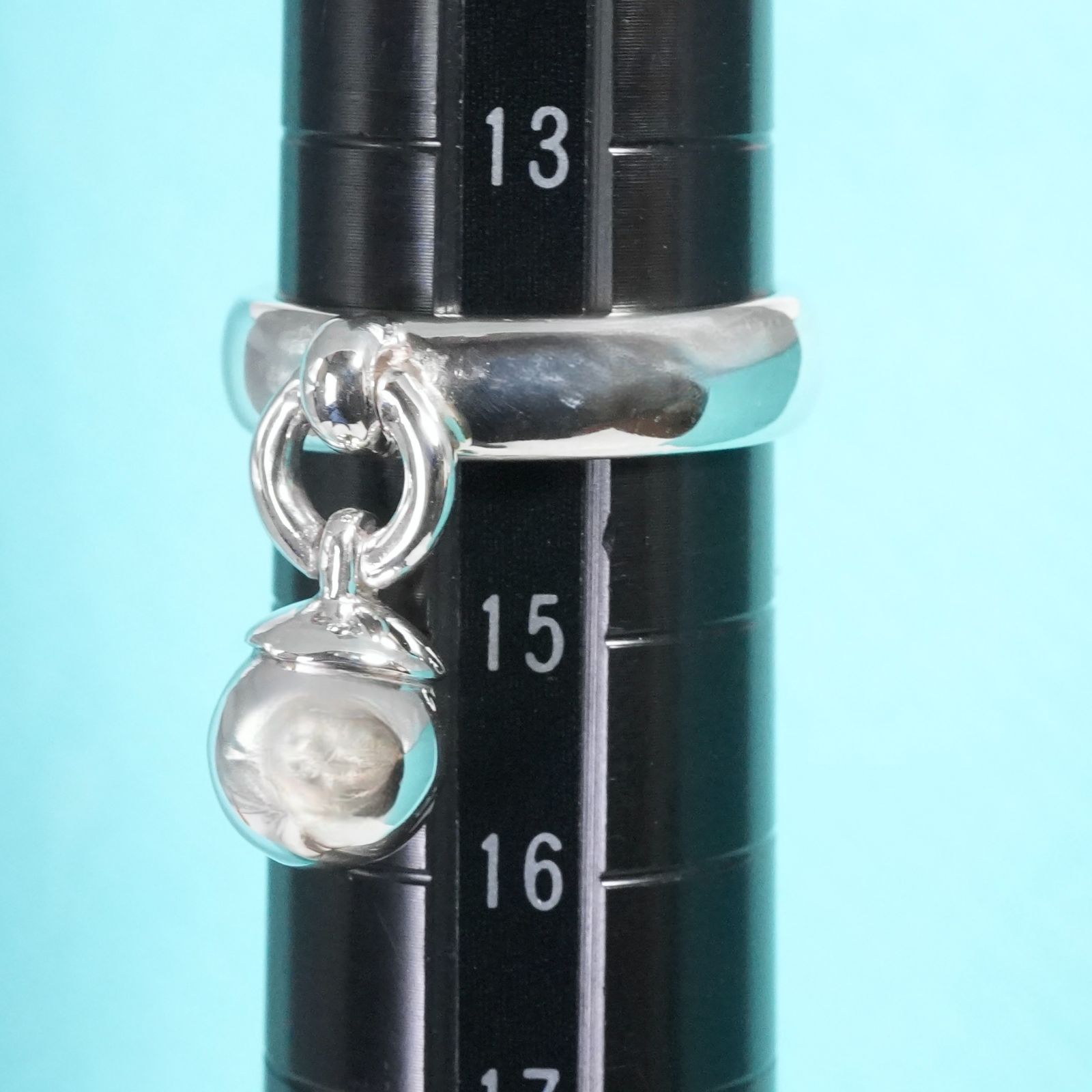 極美品14号 ティファニー ボール ダングル シルバー リング/25-2662
