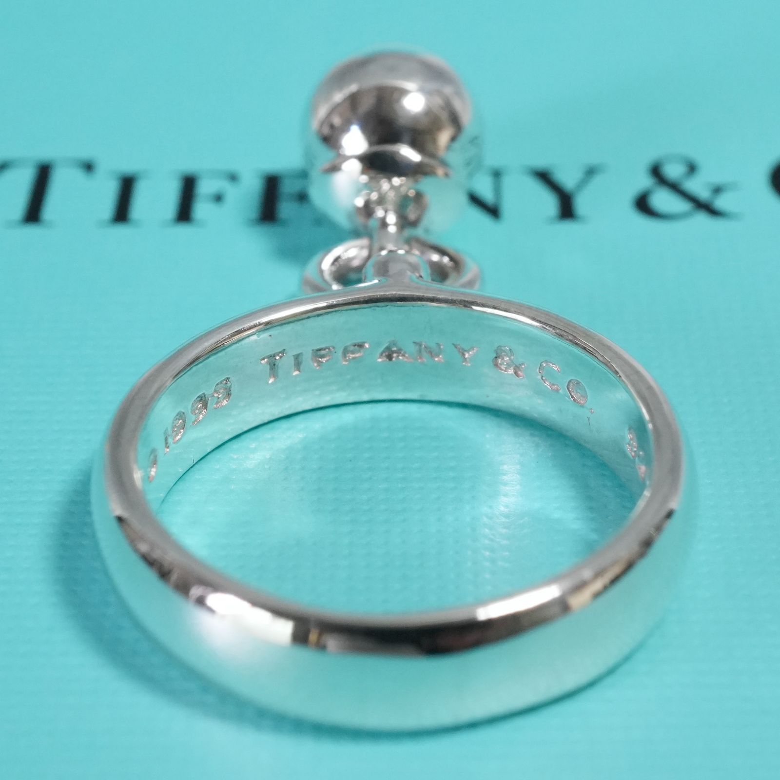 極美品14号 ティファニー ボール ダングル シルバー リング/25-2662