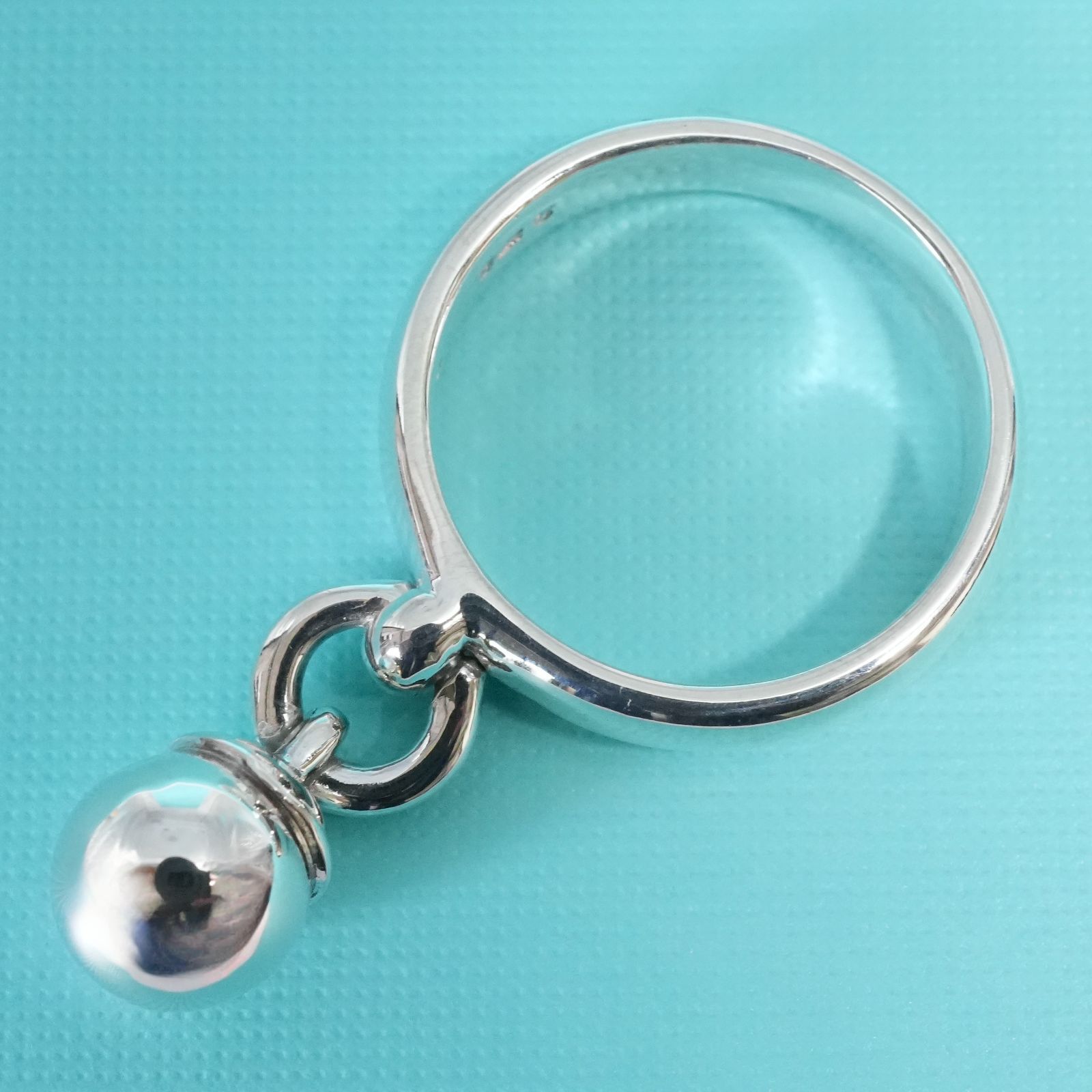 極美品14号 ティファニー ボール ダングル シルバー リング/25-2662