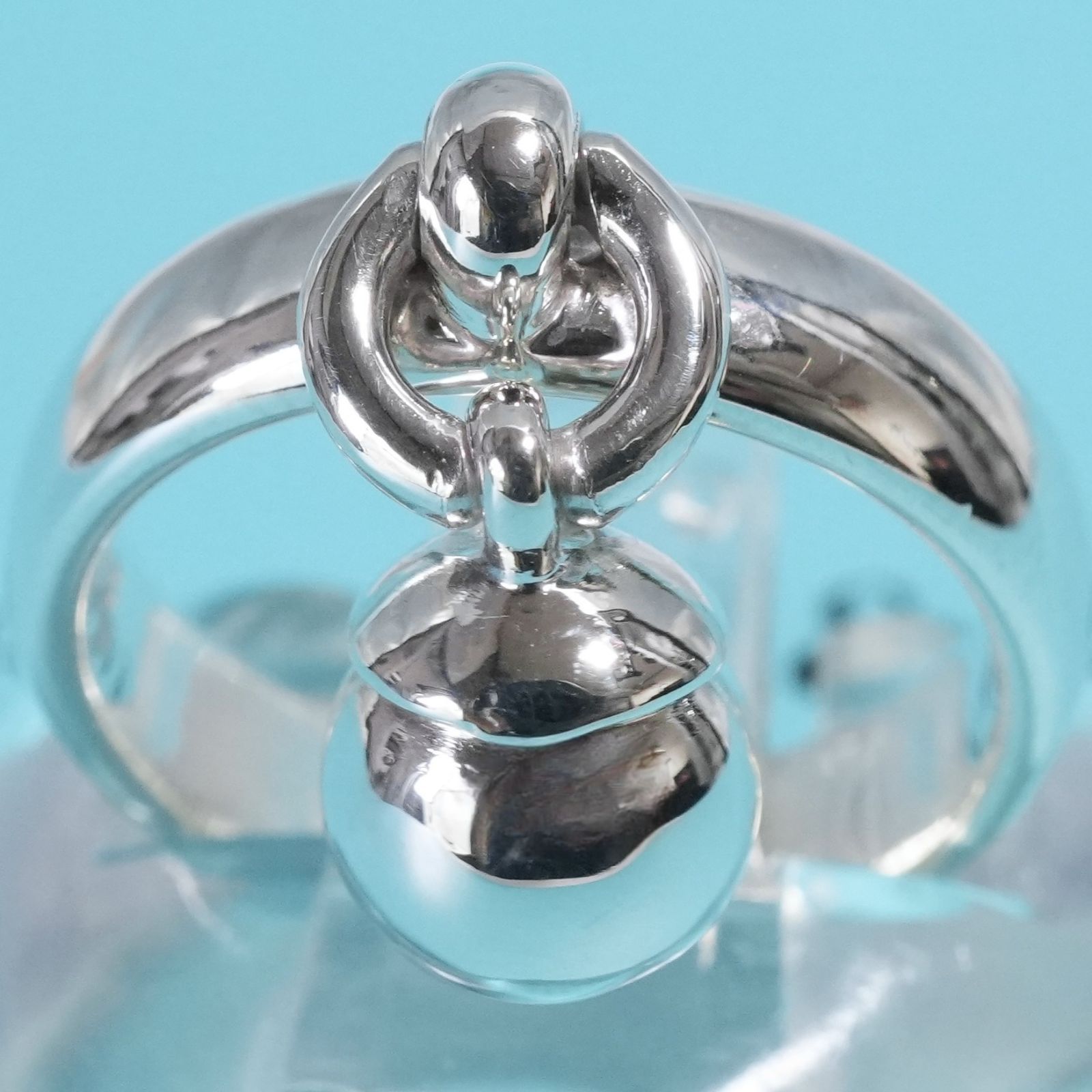 極美品14号 ティファニー ボール ダングル シルバー リング/25-2662