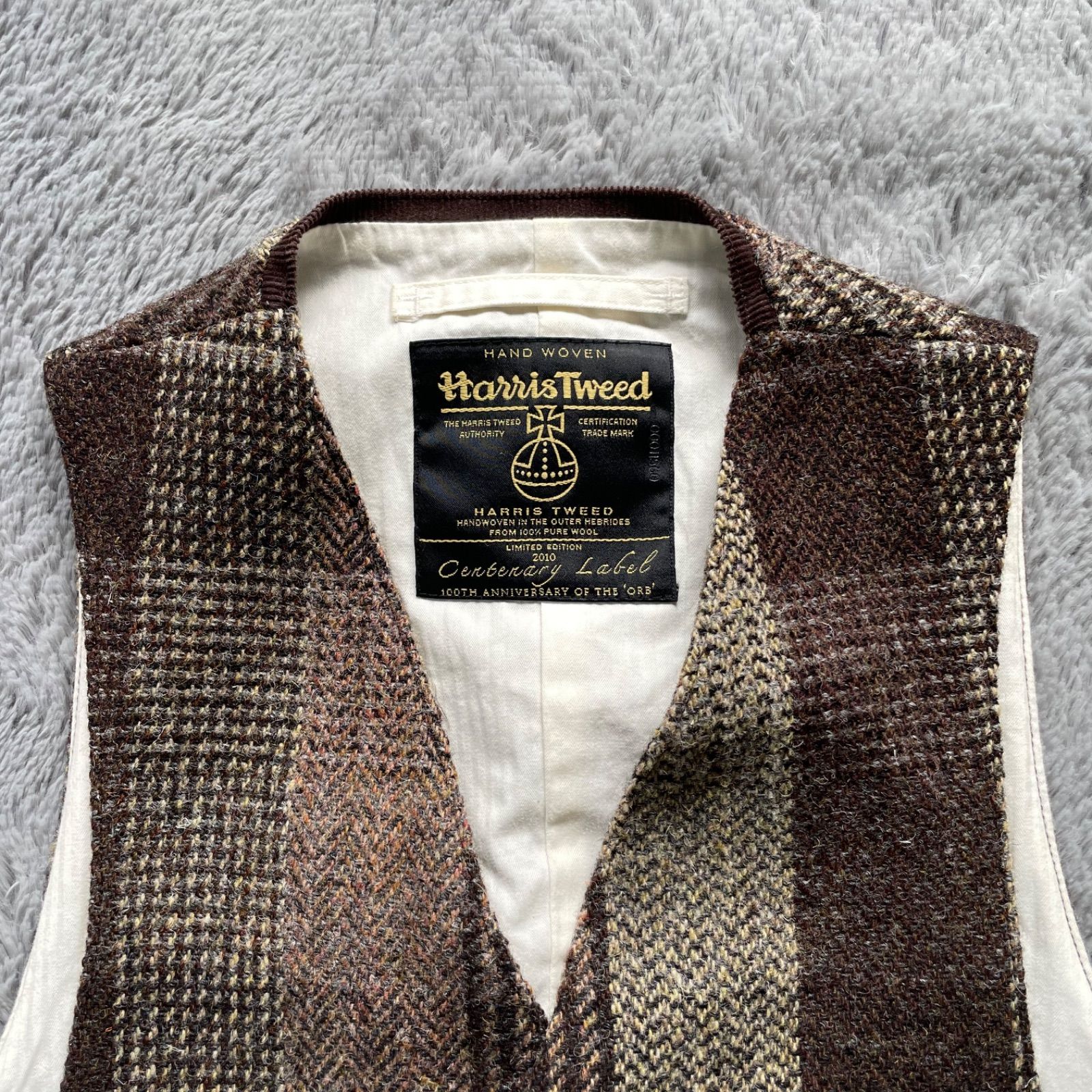 BEAMS+ Harris Tweed 100thタグ ベスト ジレ グレンチェック