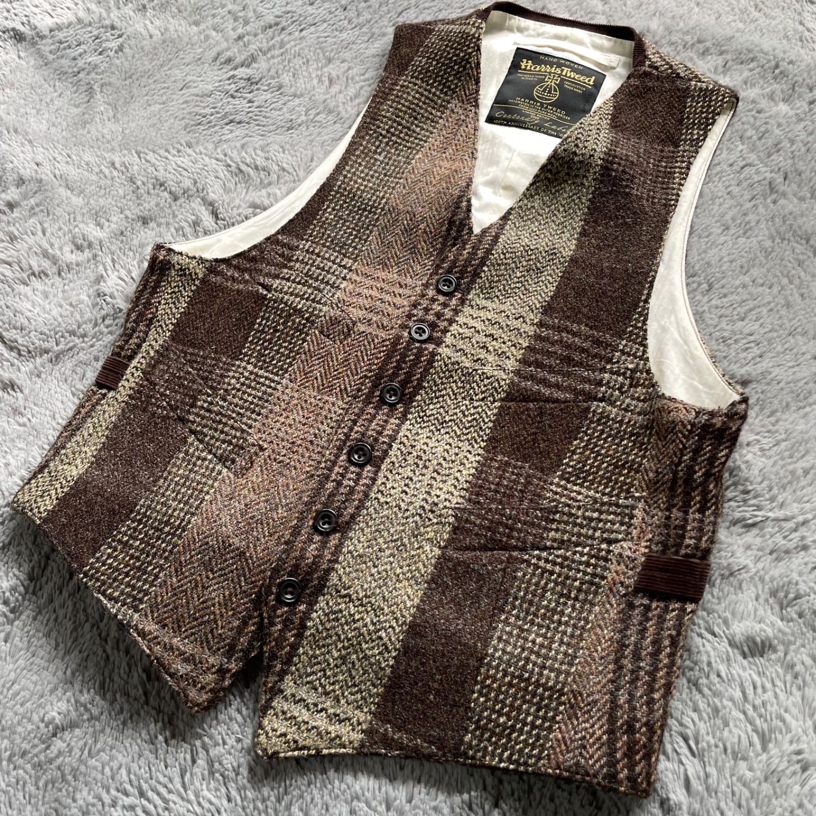 BEAMS+ Harris Tweed 100thタグ ベスト ジレ グレンチェック