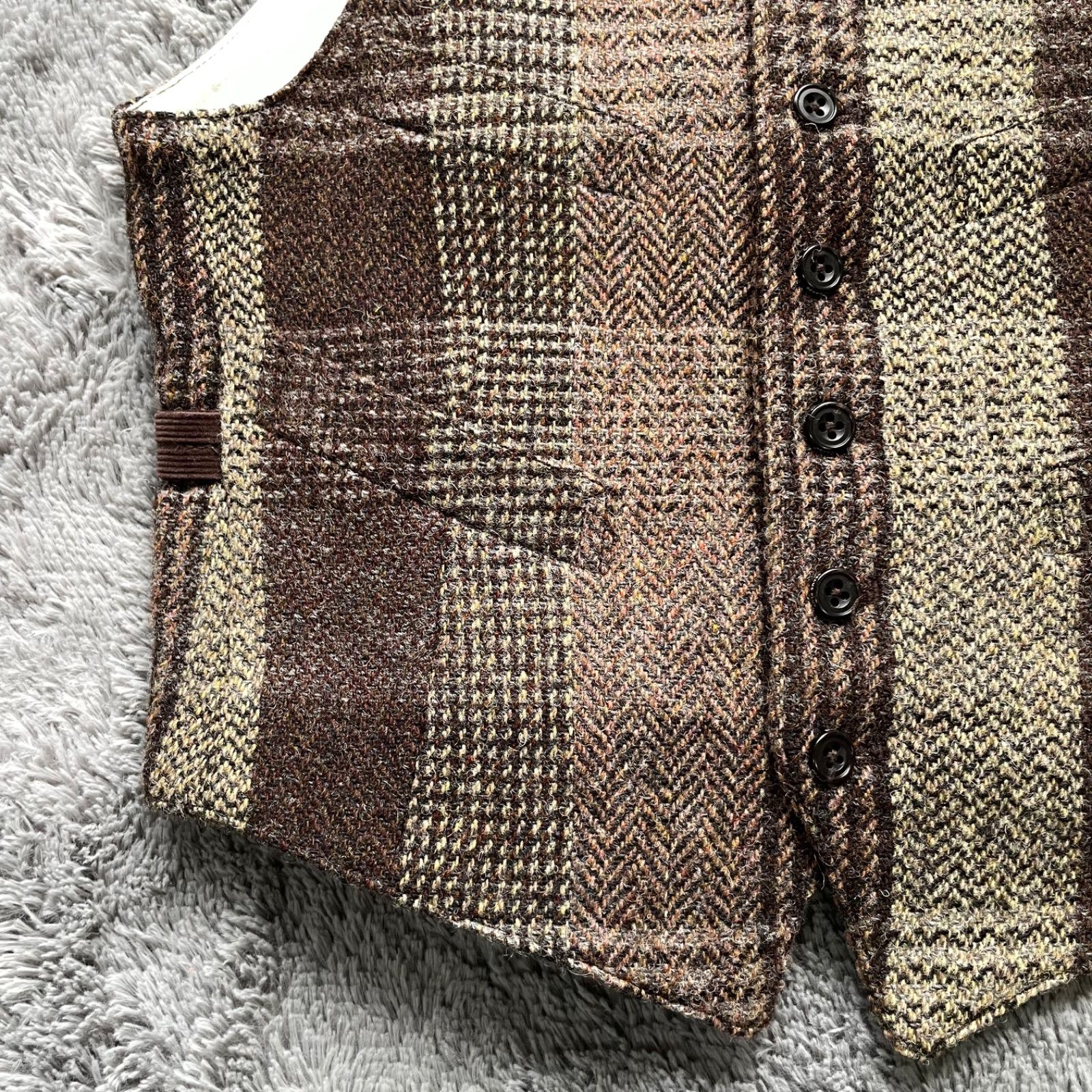 BEAMS+ Harris Tweed 100thタグ ベスト ジレ グレンチェック