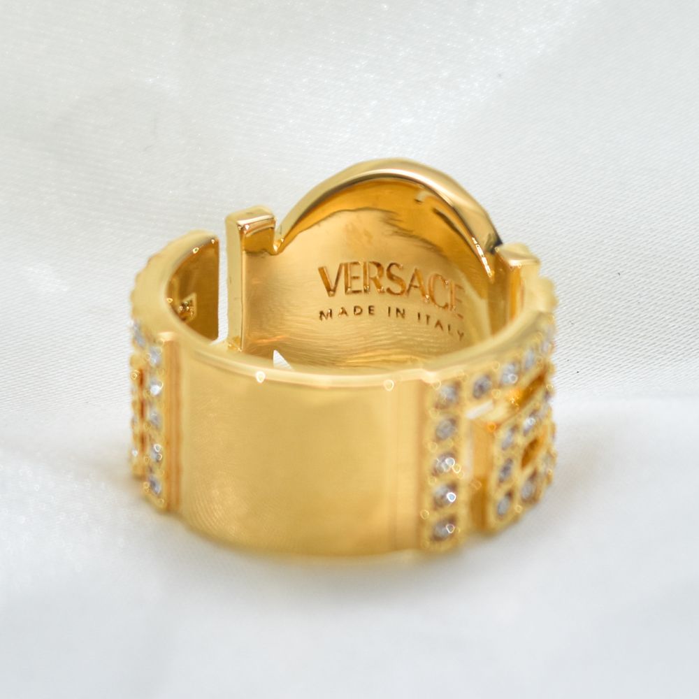 VERSACE ヴェルサーチェグレカリング 11号 VERSACE - ヴェルサーチェ グレカ リング 指輪 #11 メッキ レディース