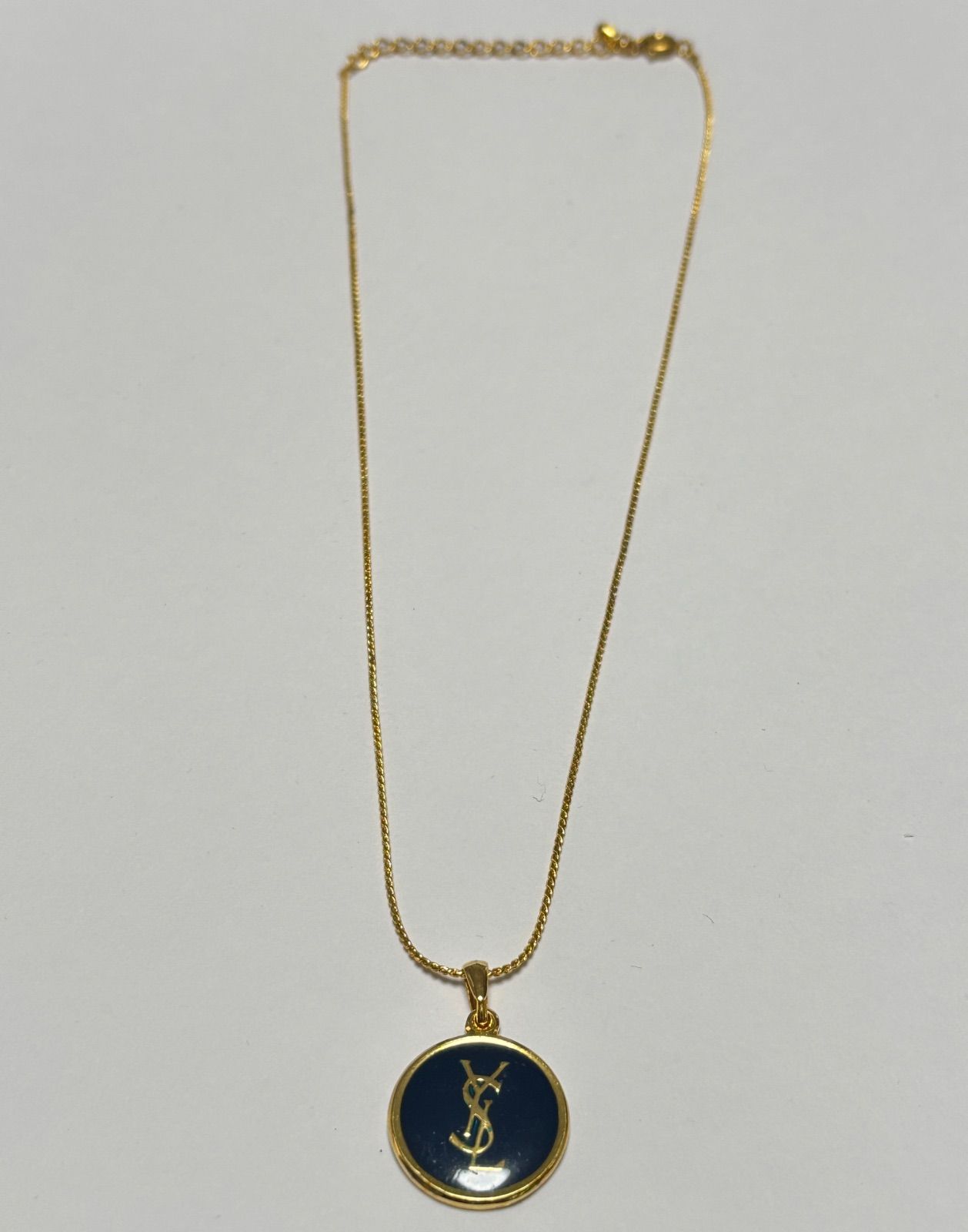 YSL Yves Saint Laurent Logo Necklace Gold Color