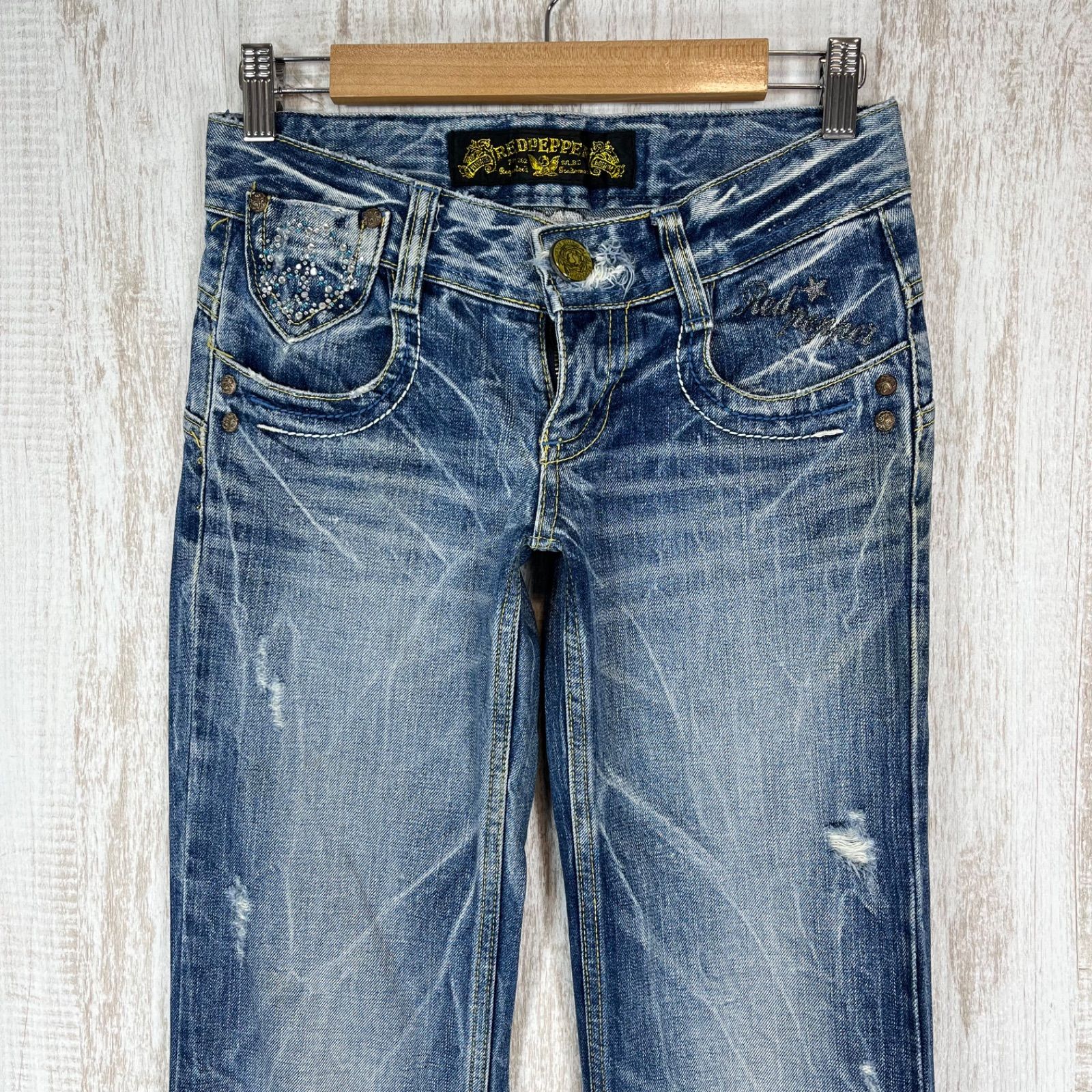 RED PEPPER レッドペッパー ロゴ刺繍 スタッズ ダメージ加工 ブーツ