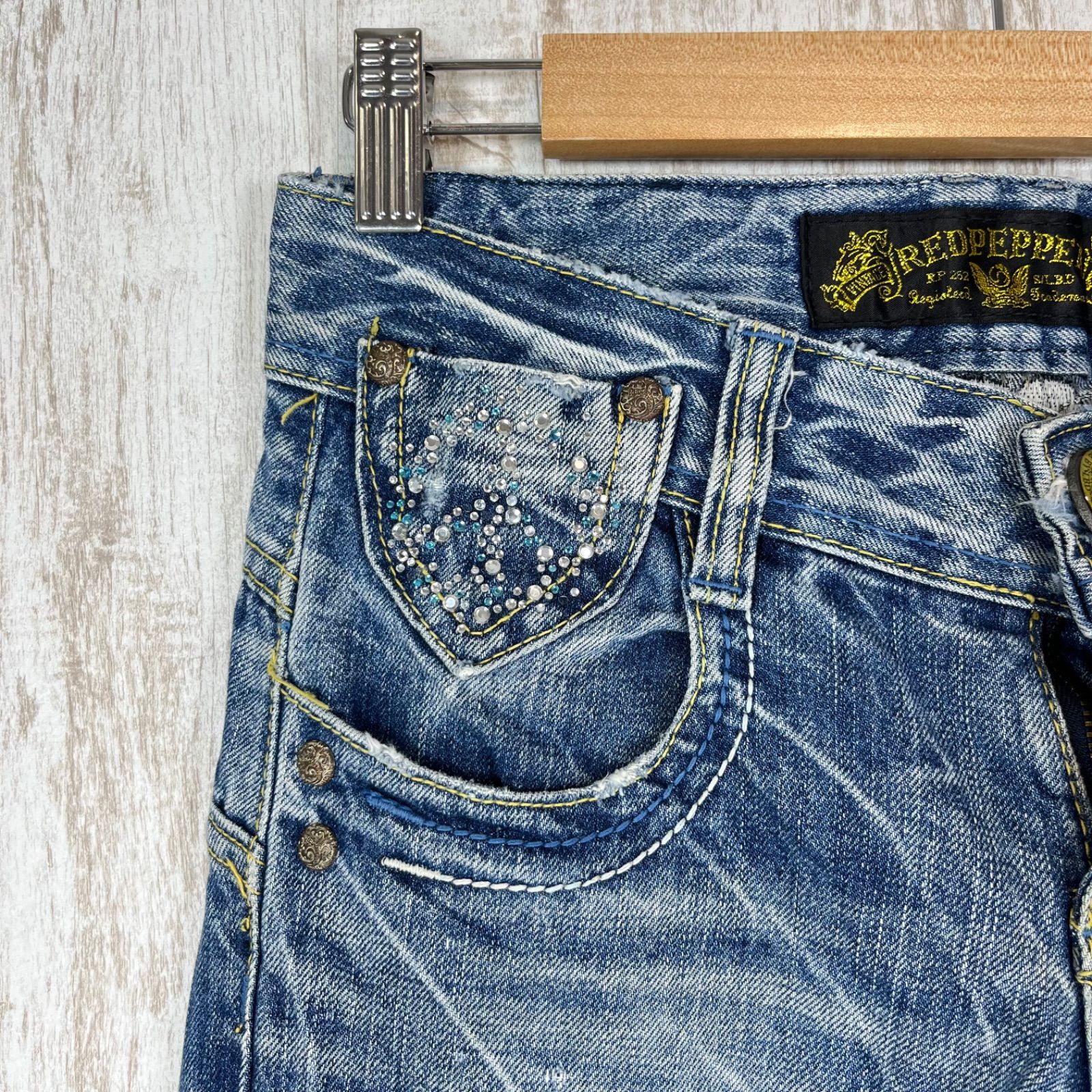 RED PEPPER レッドペッパー ロゴ刺繍 スタッズ ダメージ加工 ブーツ