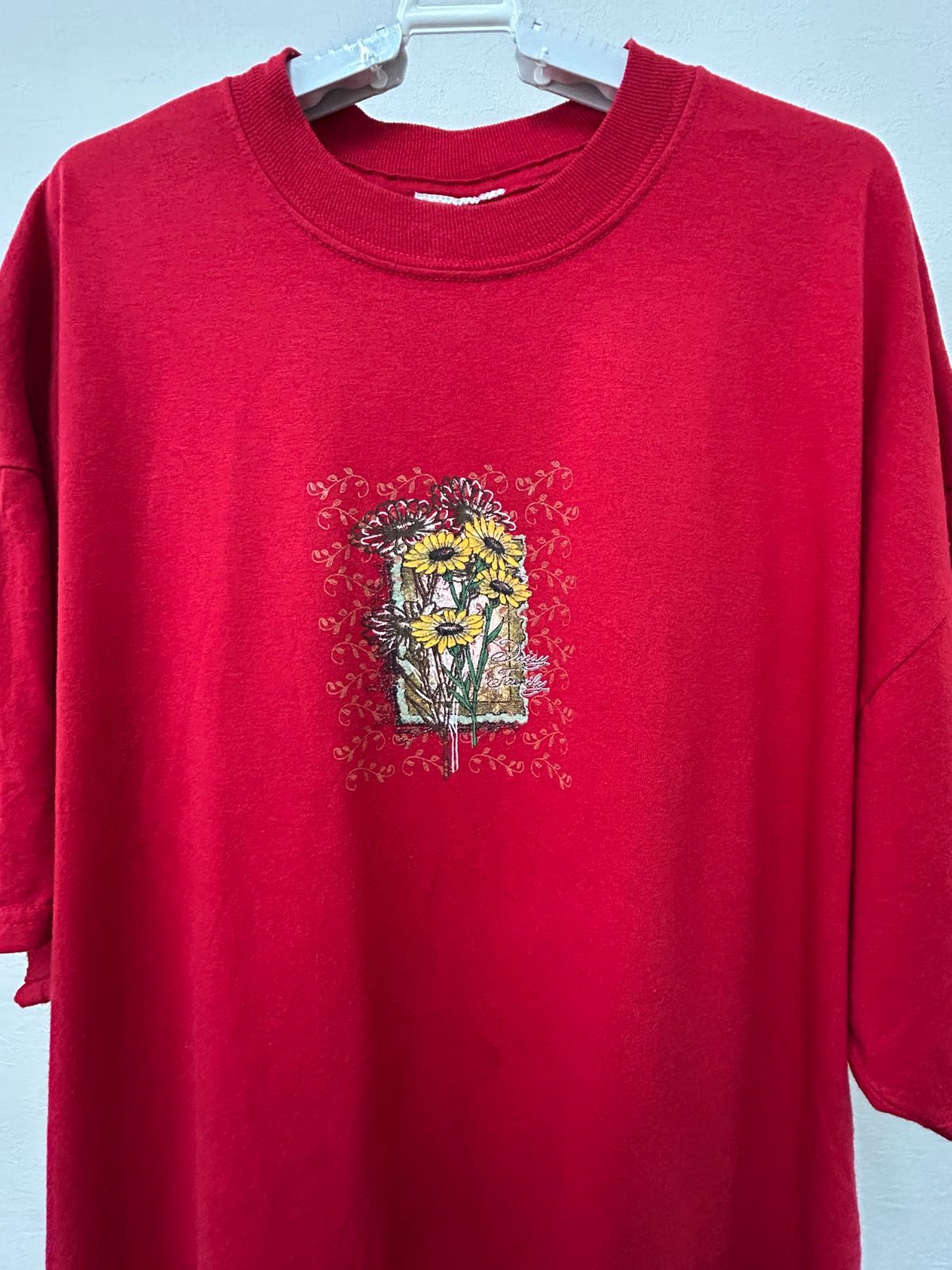 ヴィンテージ風 デイジー プリント Tシャツ（レッド）2XL相当 Daisy
