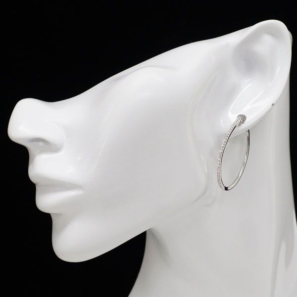 K14WG ダイヤモンド フープ ピアス 0.50ct - メルカリ