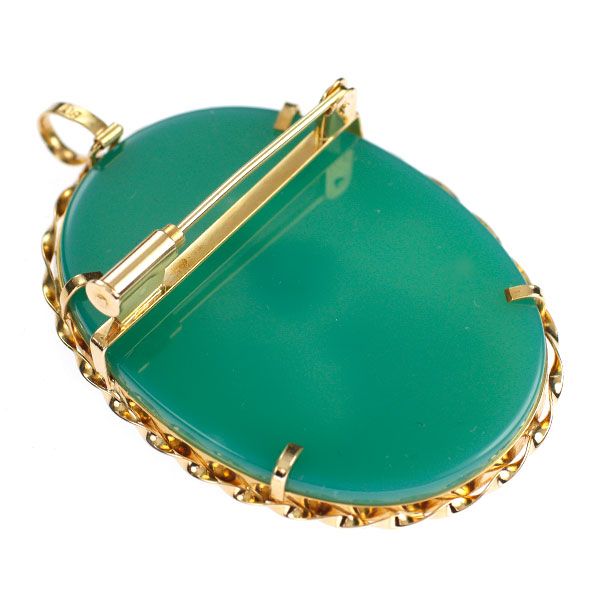 K18YG シェルカメオ アゲート ブローチ兼ペンダントトップ 犬 - メルカリ