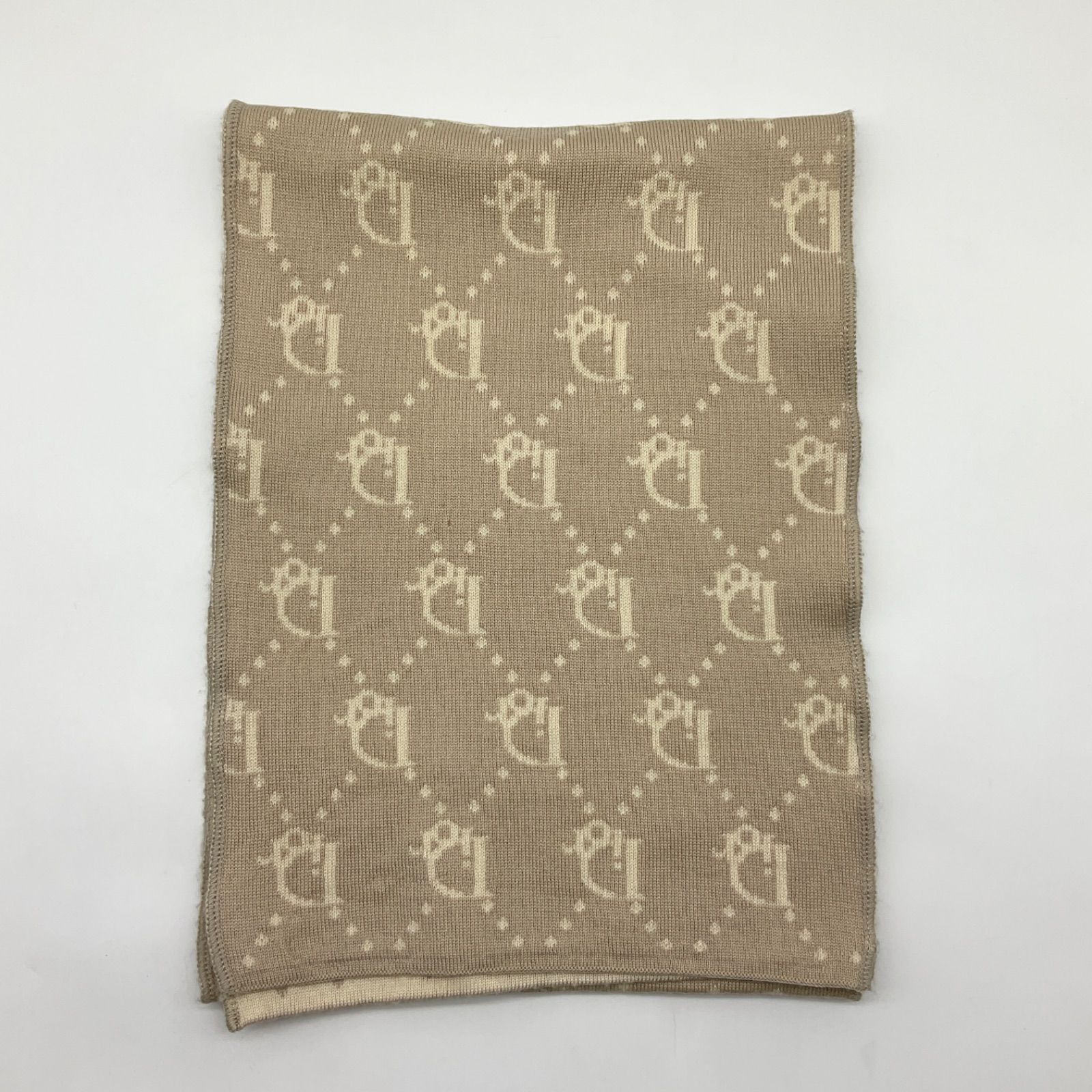 Christian Dior マフラー 32×180cm ベージュ系 千鳥柄 Christian Dior マフラー 32×180cm ベージュ系 千鳥柄 DIORマフラー