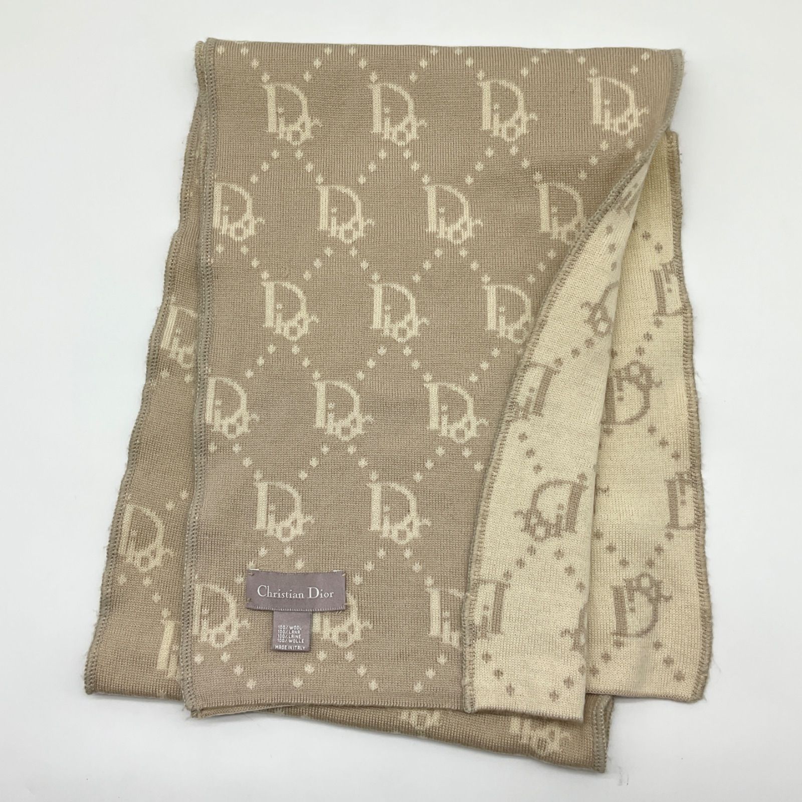 Christian Dior クリスチャンディオール マフラー トロッター柄 ウール