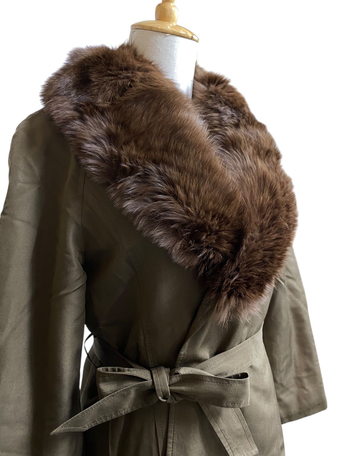 新品同様☆ムーンバット　リス×シルク　ファーコート　ジャケット　L程度 fc2897-1.jpg