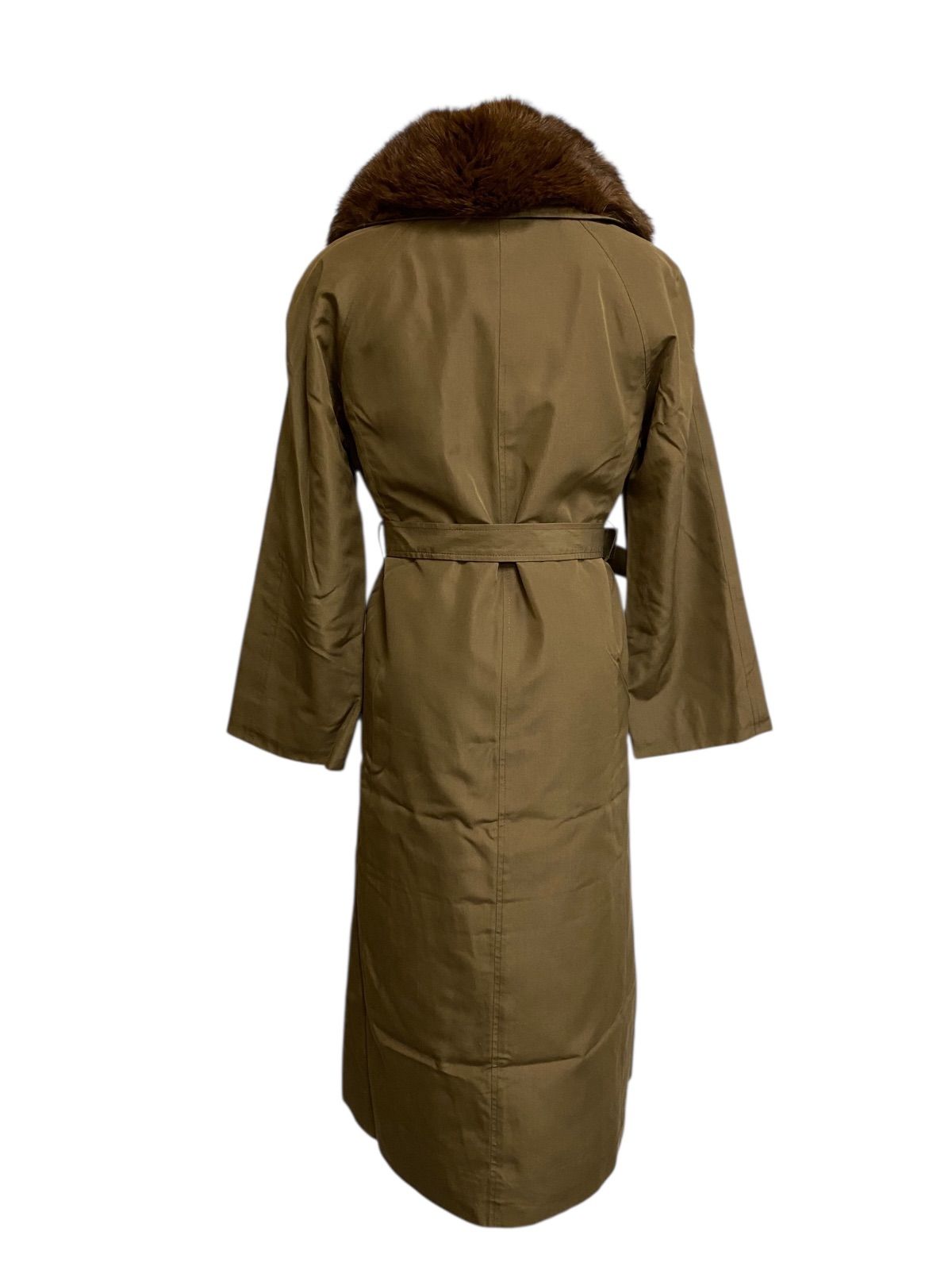 美品 ムーンバットファー ベルテッドコート シルク100 キャメル