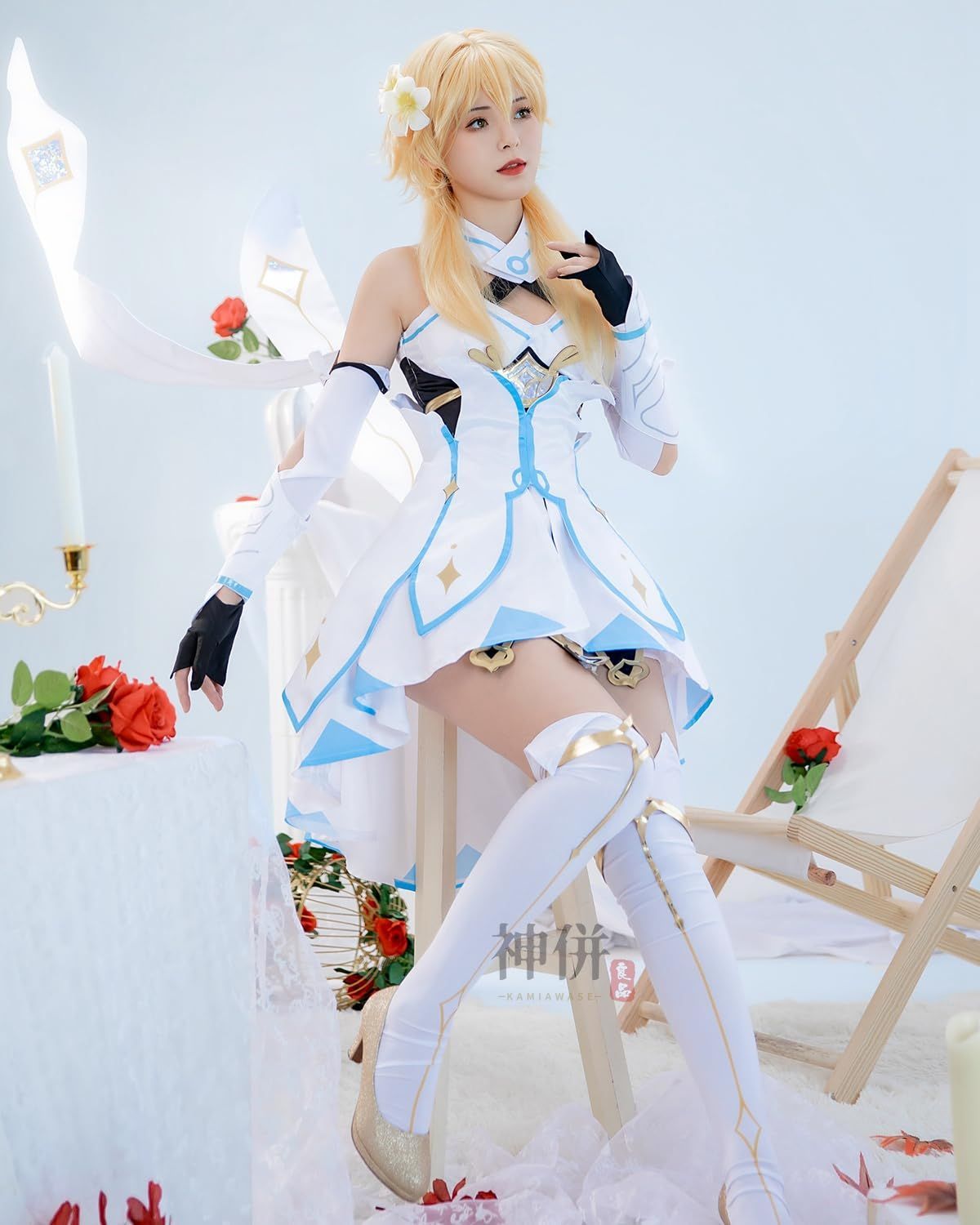 神併 蛍 コスプレ ウィッグ付き 栄誉騎士 旅人 妹 原神 コスプレ衣装 フルセット コスチューム 大人用 仮装 Genshin Lumine cosplay ウィッグ付きS