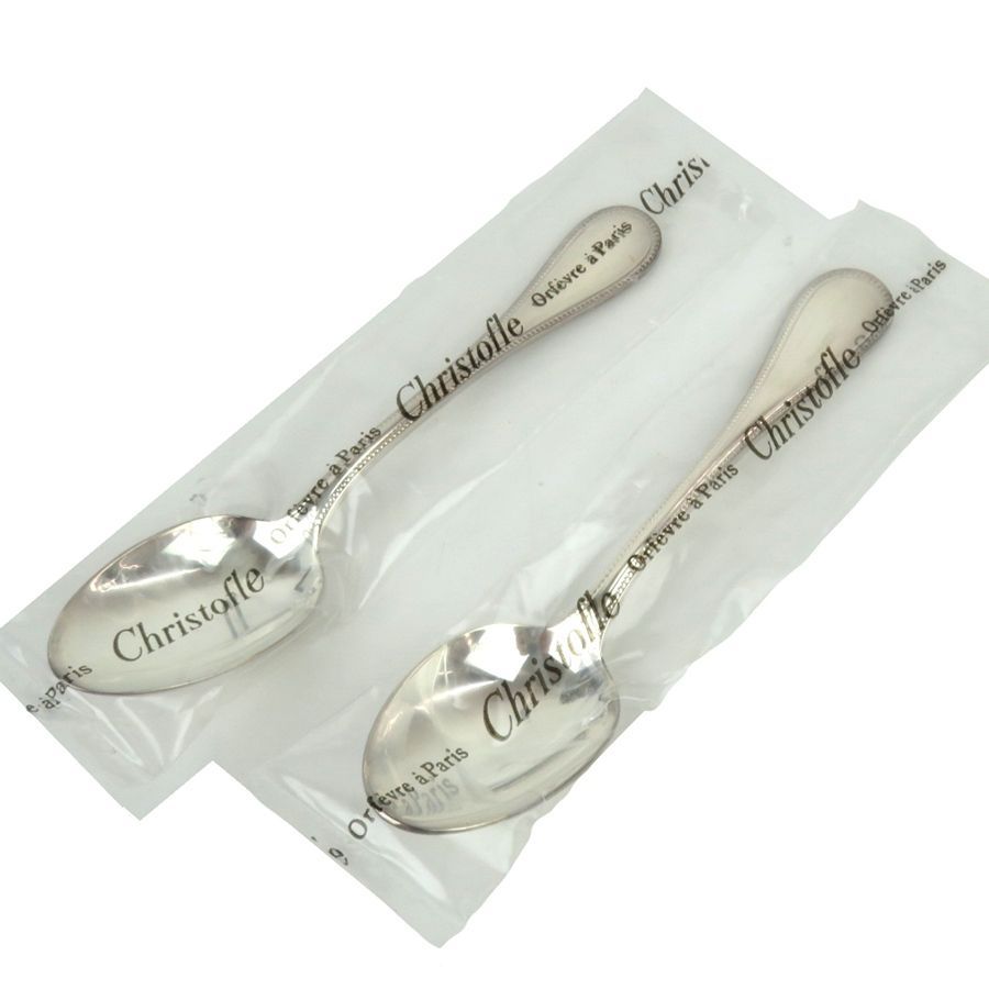 Christofle クリストフル パール スプーン 2点 BOX付ヴィンテージ Christofle クリストフル パール スプーン 2点 BOX付ヴィンテージ